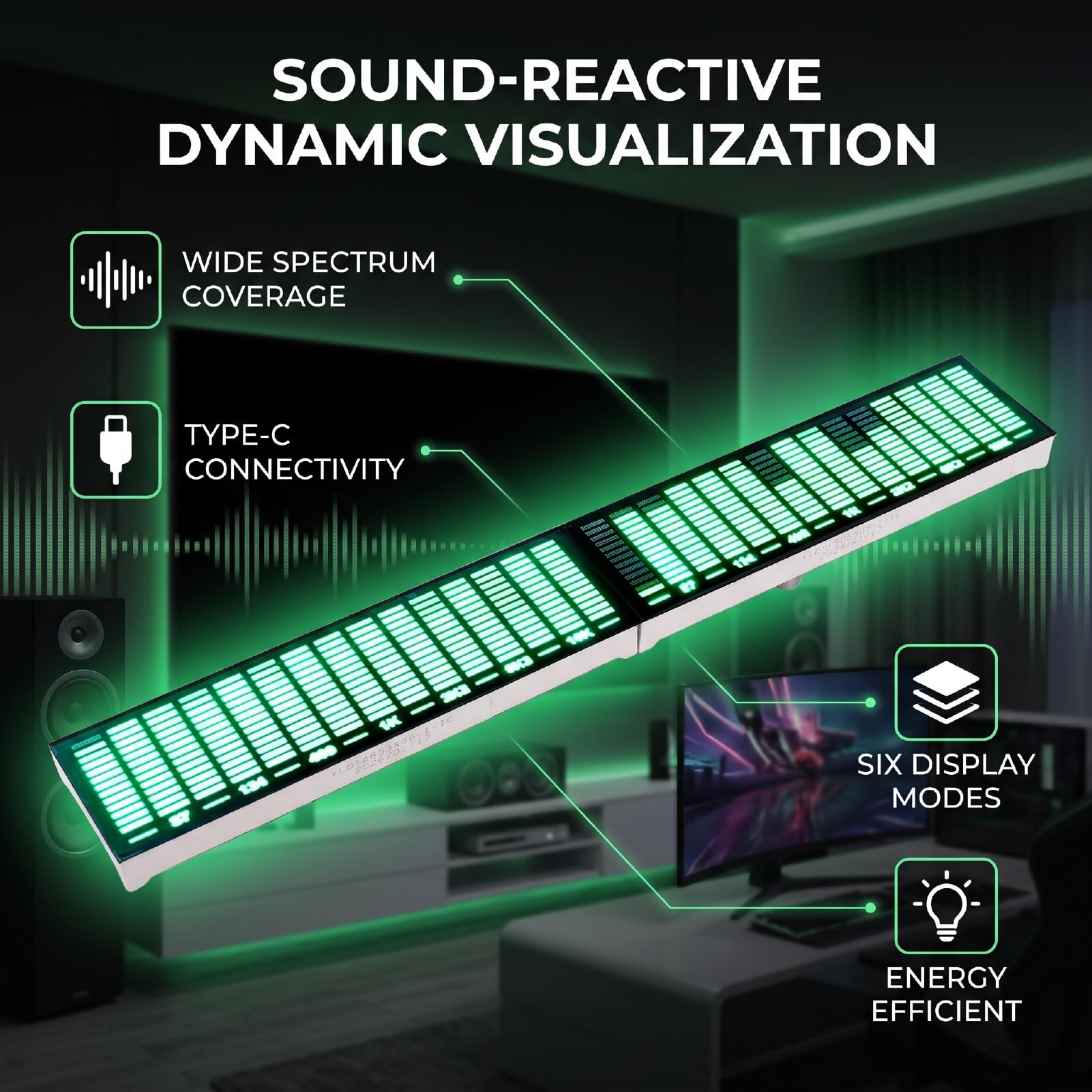 Analizator Widma Audio, Wizualizator Muzyki LED 57 Hz-16 KHz