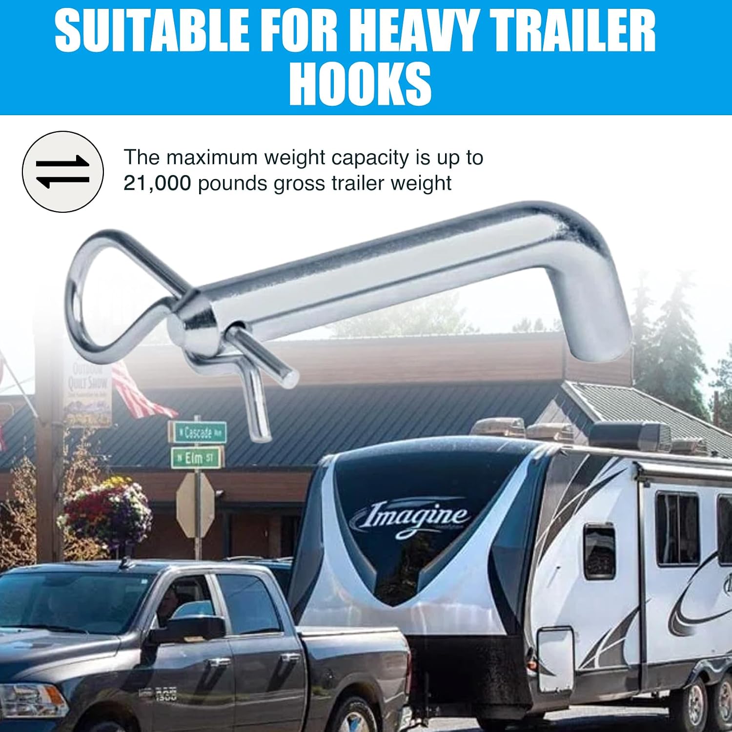 Heavy-Duty Trailer Hitch Pin & Clip with Grooved Head, 5/8-Inch Diameter, Bent Handle Tow Hitch Lock Pin Fits 2-1/2 or 3-Inch Receiver - 2Packs