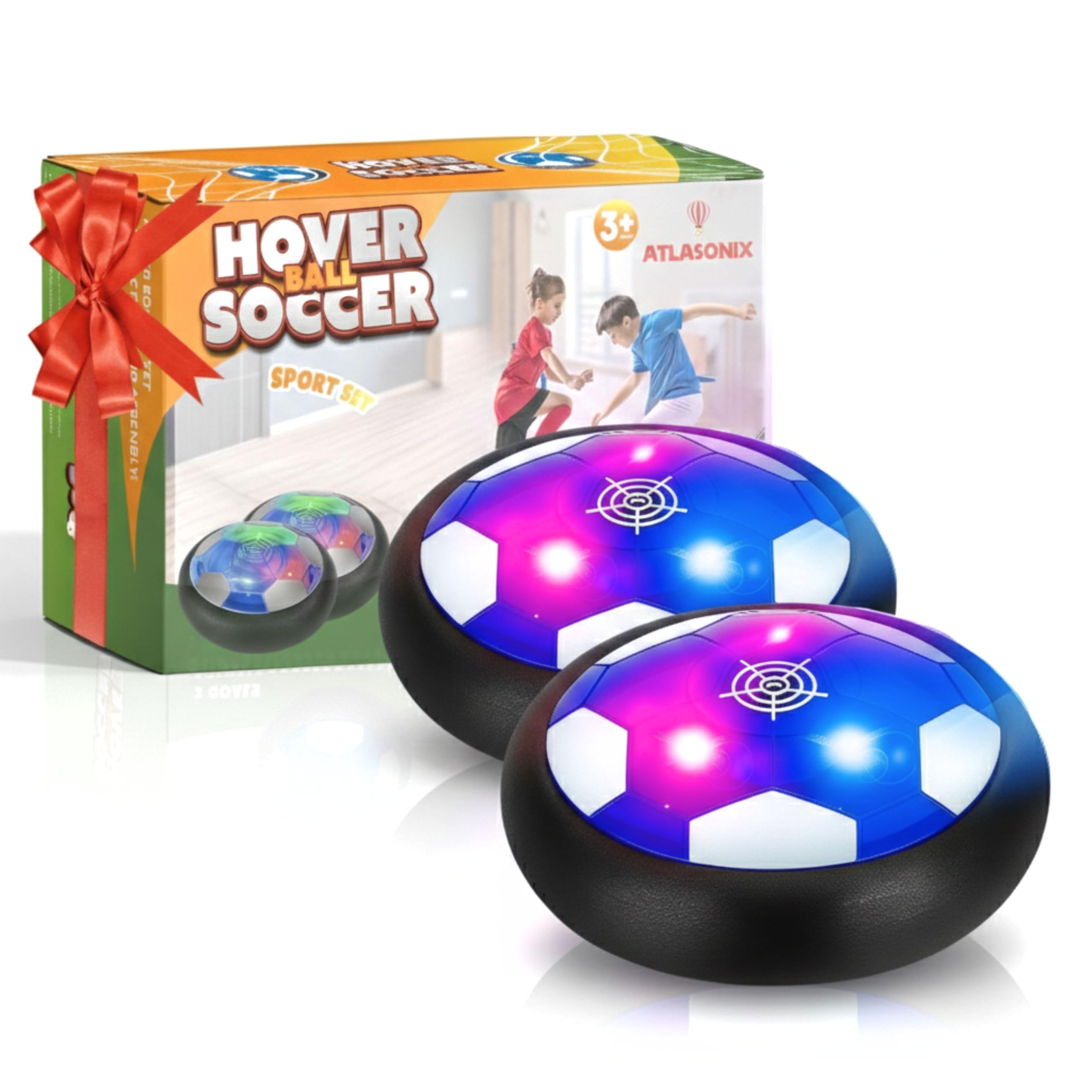 Atlasonix Hover Football Set 2 Balls with 2 Goals, Indoor Hover Soccer Ball Toy, for Boys Aged 4-12