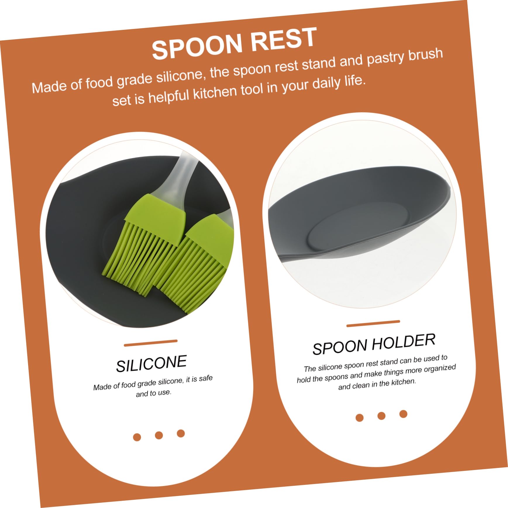 Balacoo Silicone Spoon Rest Stand Fork Mat and Pastry Brush Set Heatproof Easy to Clean for Kitchen Random