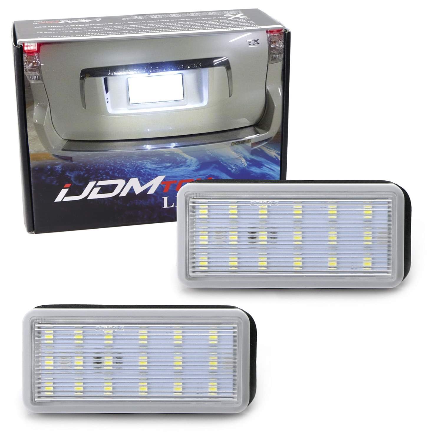 iJDMTOY Oem-Fit 3W Full Led License Plate Light Kit For Lexus Gx Lx & Toyota Land Cruiser Prado, Powered By 18-Smd Xenon White Led