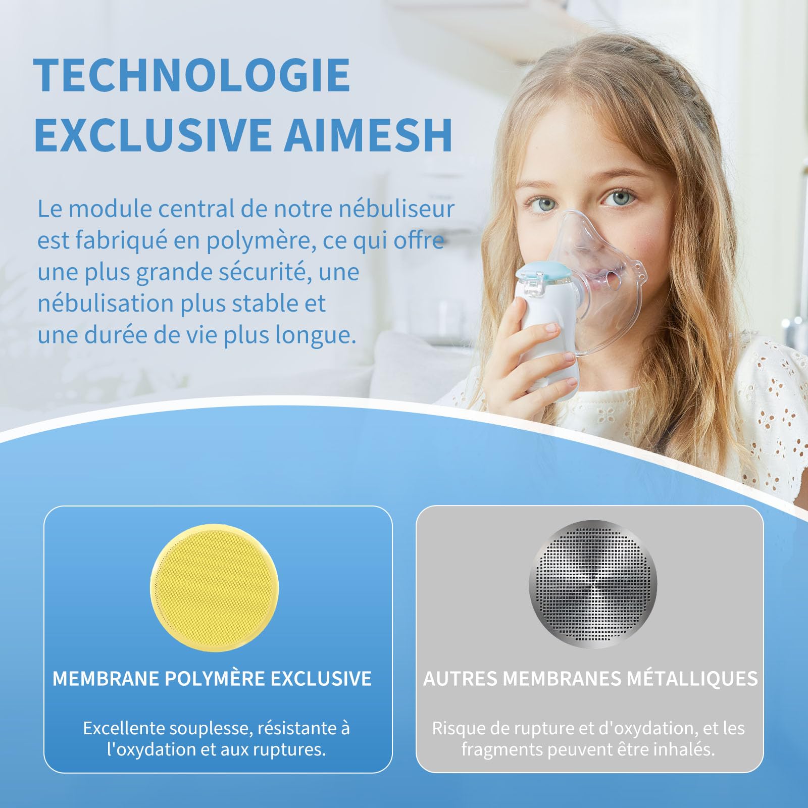 FEELLIFE Nebulisateur pour Enfant et Adultes, Rechargeable Nébuliseur Silencieux Taux d'Atomisation Réglable, Inhalateur Portable pour Traitement de la toux, de l'Maladies Respiratoires