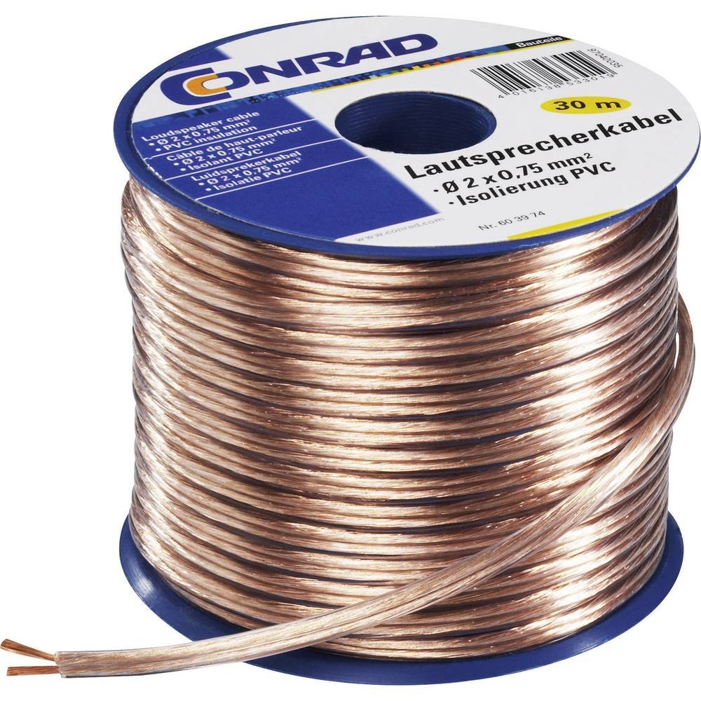 TRU COMPONENTS 1564533 - Cavo altoparlante 2 x 1,50 mm², 30 m, trasparente