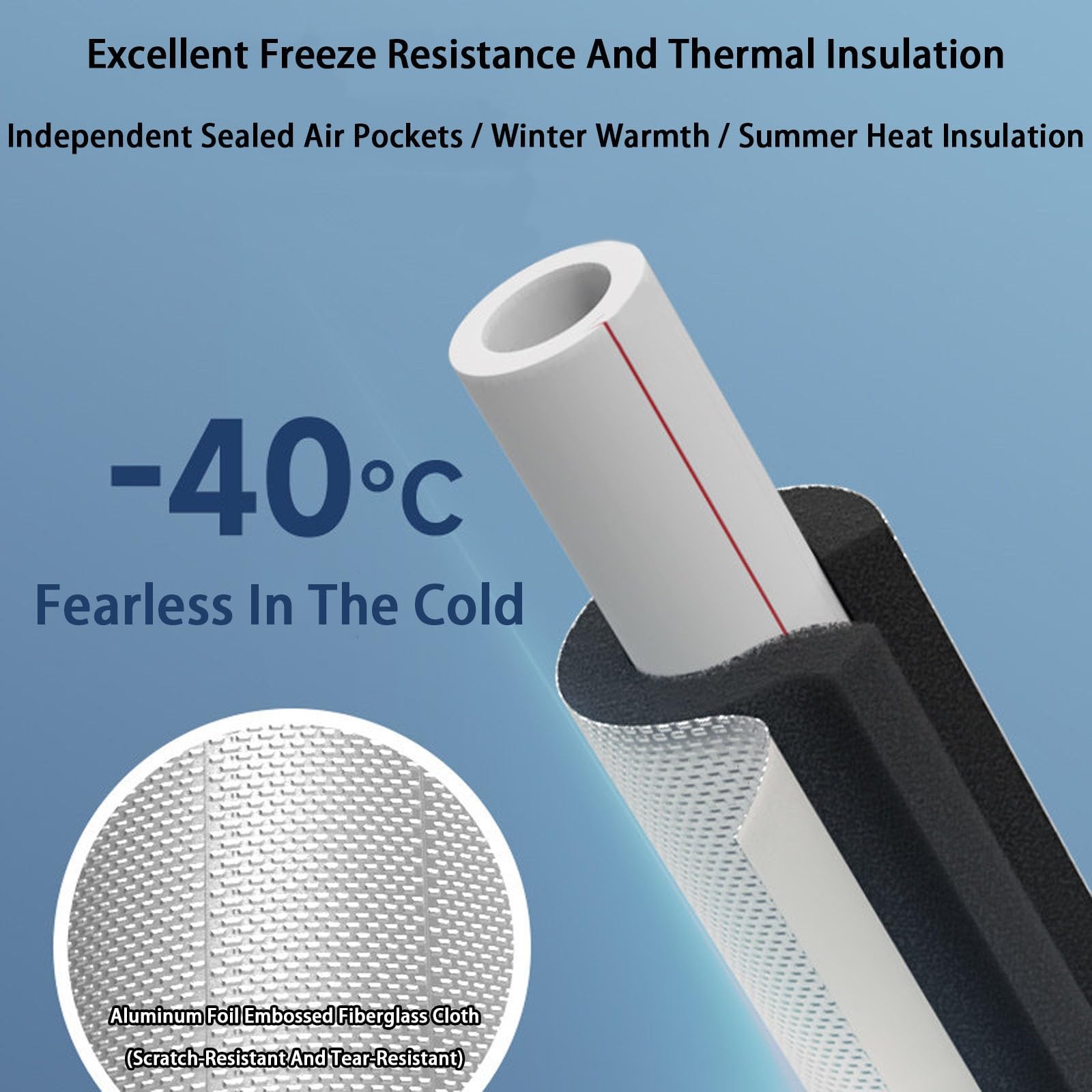Tubo Isolante Antigelo, 30mm Wall Thickness Isolante per Tubature in Resistente All'umidità, Guaina Isolante in Gomma per la Protezione dal Gelo di Tubi Esterni