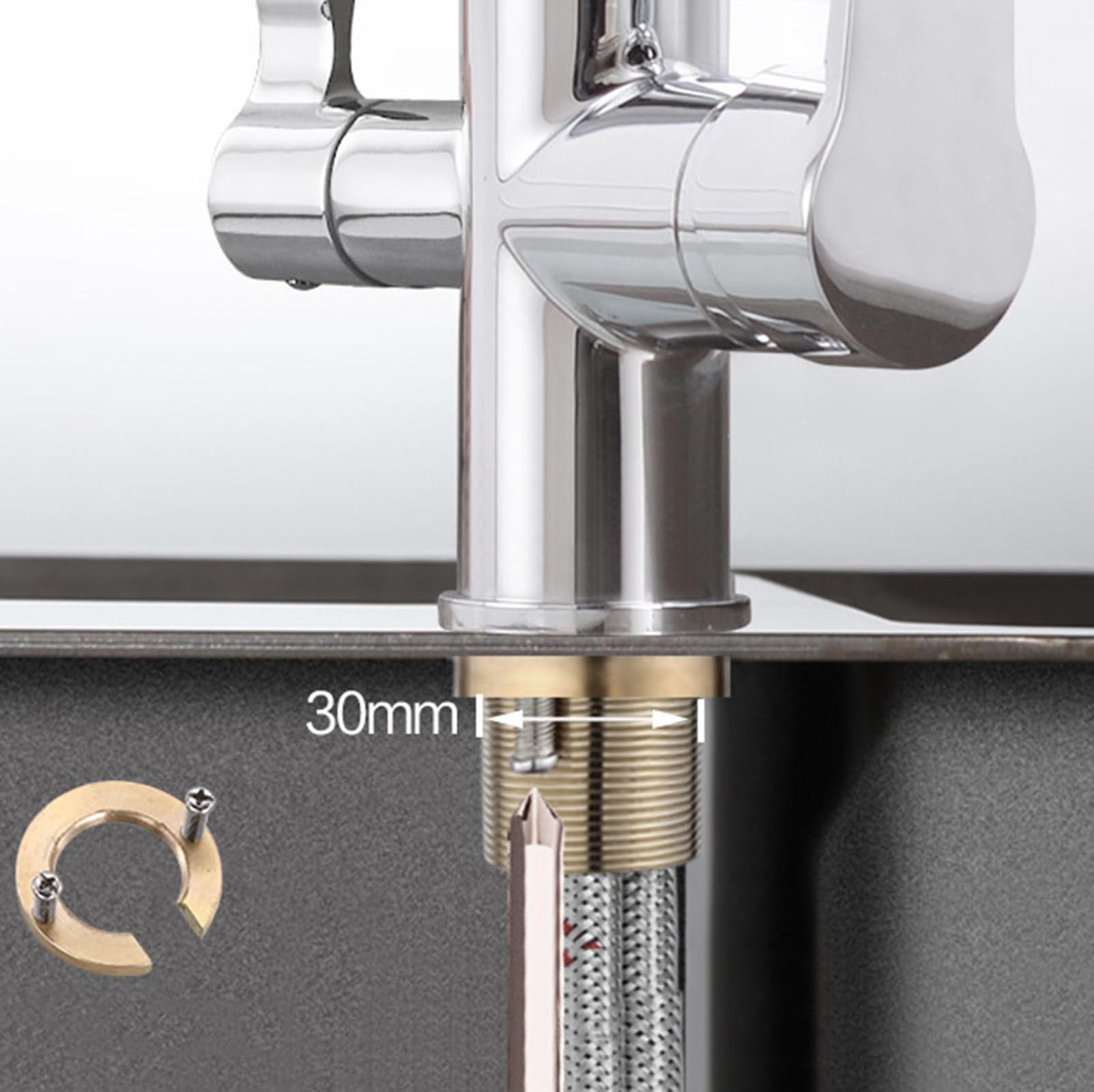 3 Voies pour évier de Cuisine Filtre à Eau Potable Tap Chaud et Eau Froide avec 2 Modes de pulvérisation chromés