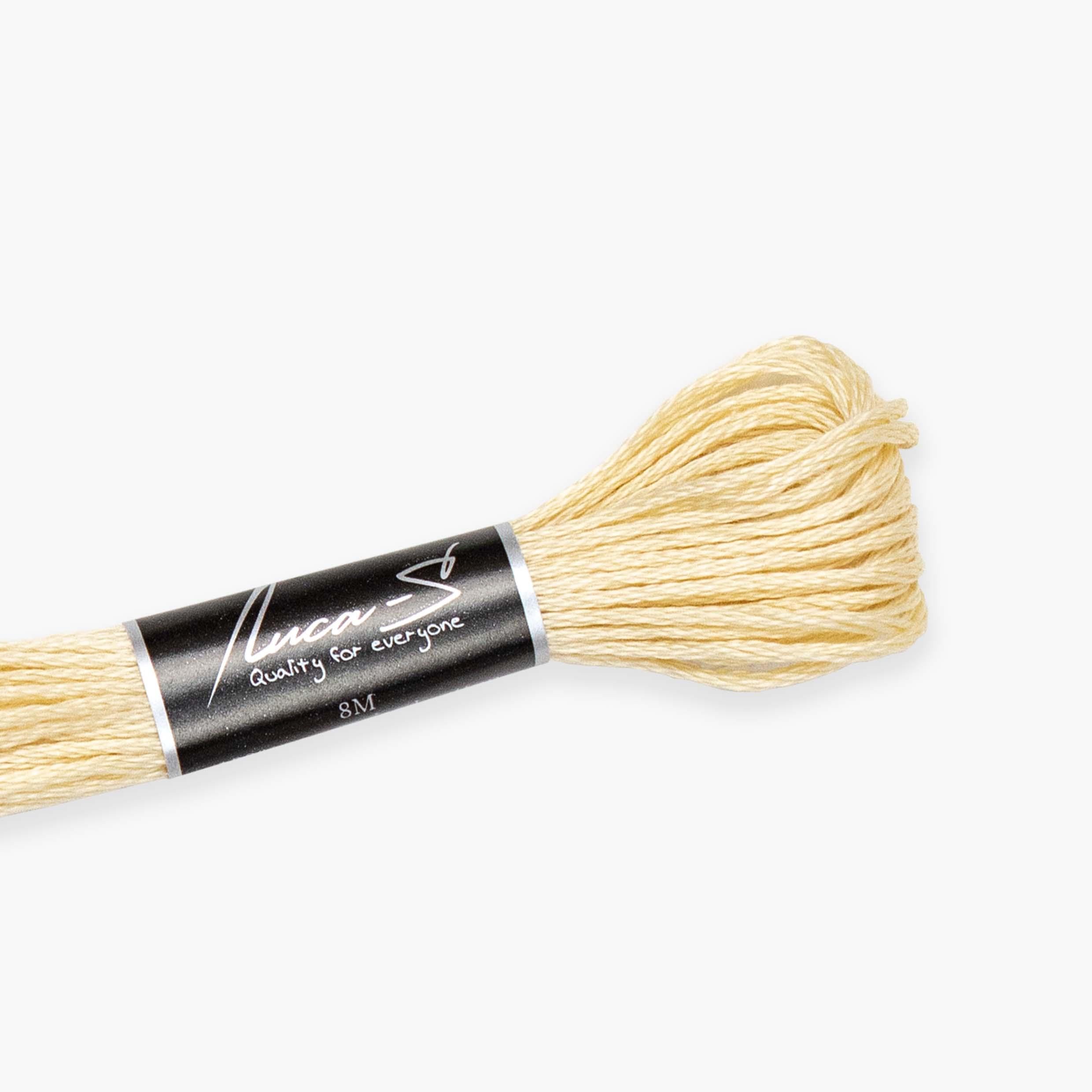 12 Pack of Premium Embroidery Thread Luca-S, 100% Giza Cotton, Oeko TEX Certified Stranded Cotton - 446 / DMC 739/ Anchor -