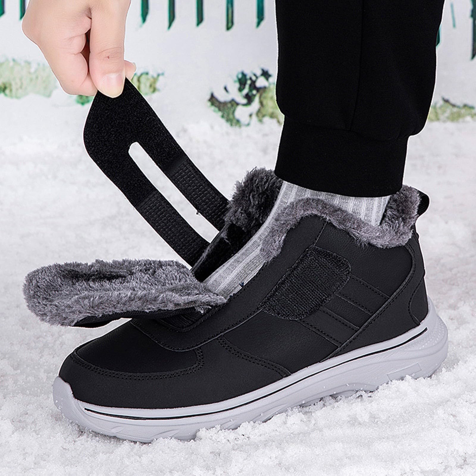 Winterstiefel Herren Leder Gefüttert Winter Laufschuhe Joggingschuhe