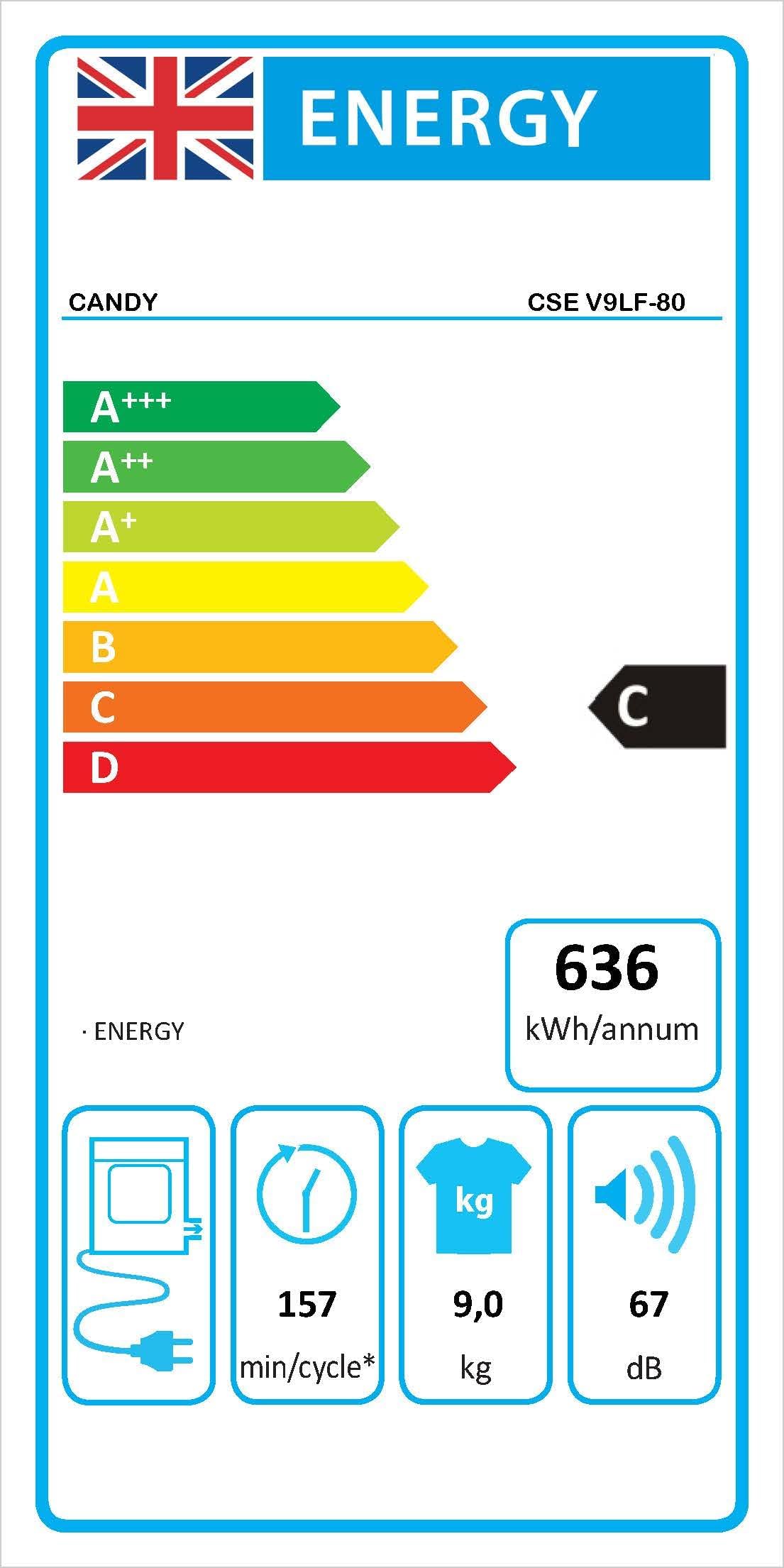 Candy Smart CS149TE Free Standing Washing Machine, 9 kg Load, 1400 rpm