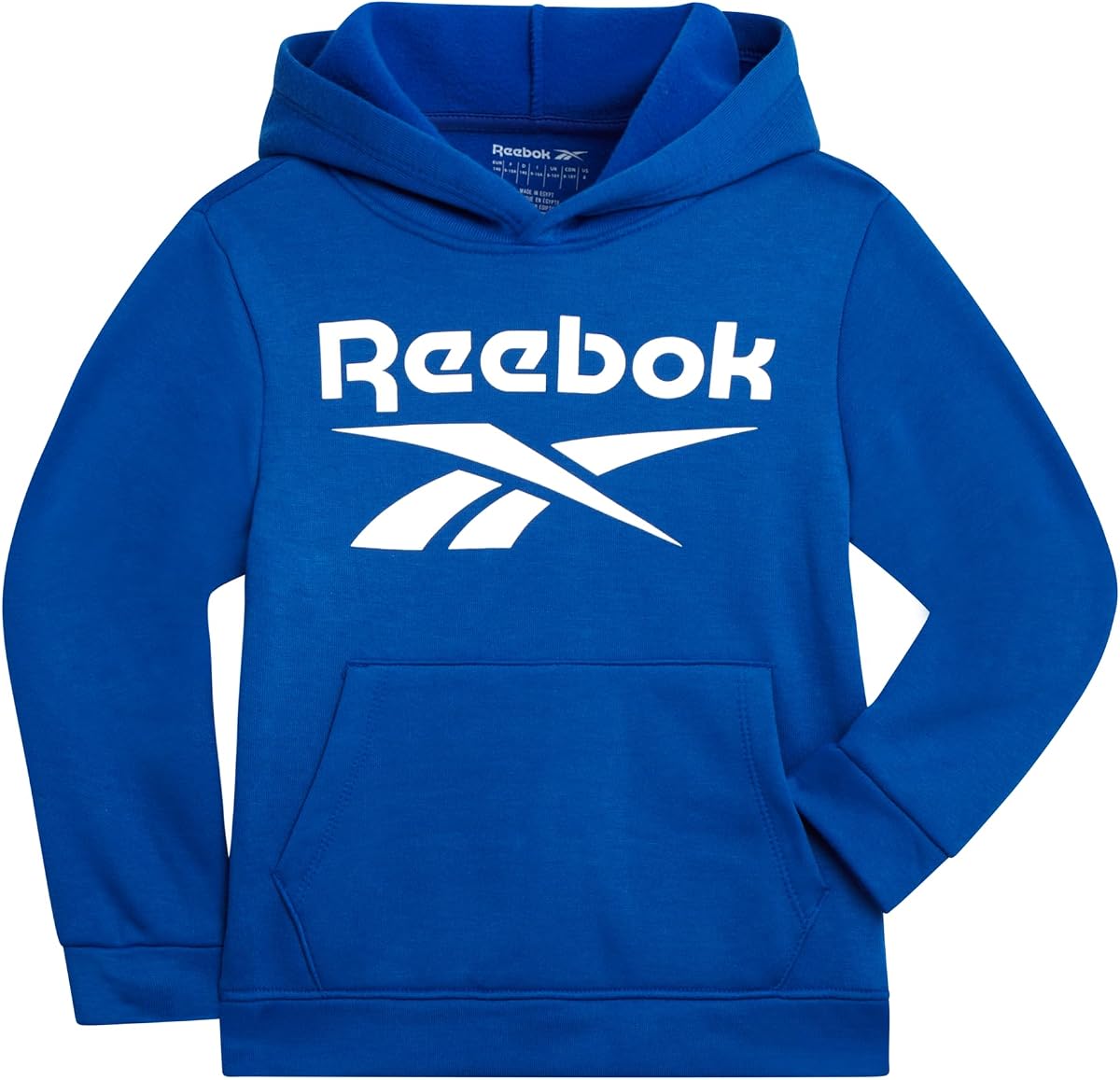Reebok Sudadera con capucha Performance Fleece para niños para gimnasio, correr y jugar | Calidez suave y acogedora con un estilo de logotipo atrevido, capa versátil para uso diario para deportes, escuela y fines de semana informales.