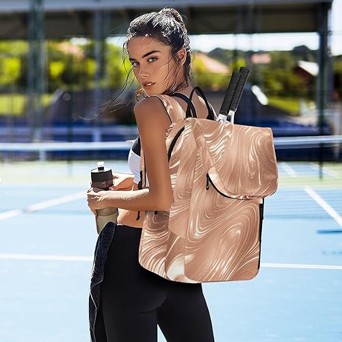 Miniatura 7 de Mochila de pelota de raqueta de tenis, bonita y resistente, con textura de oro rosa, bolsa de deporte de viaje, bolsa de gimnasio para adolescentes,