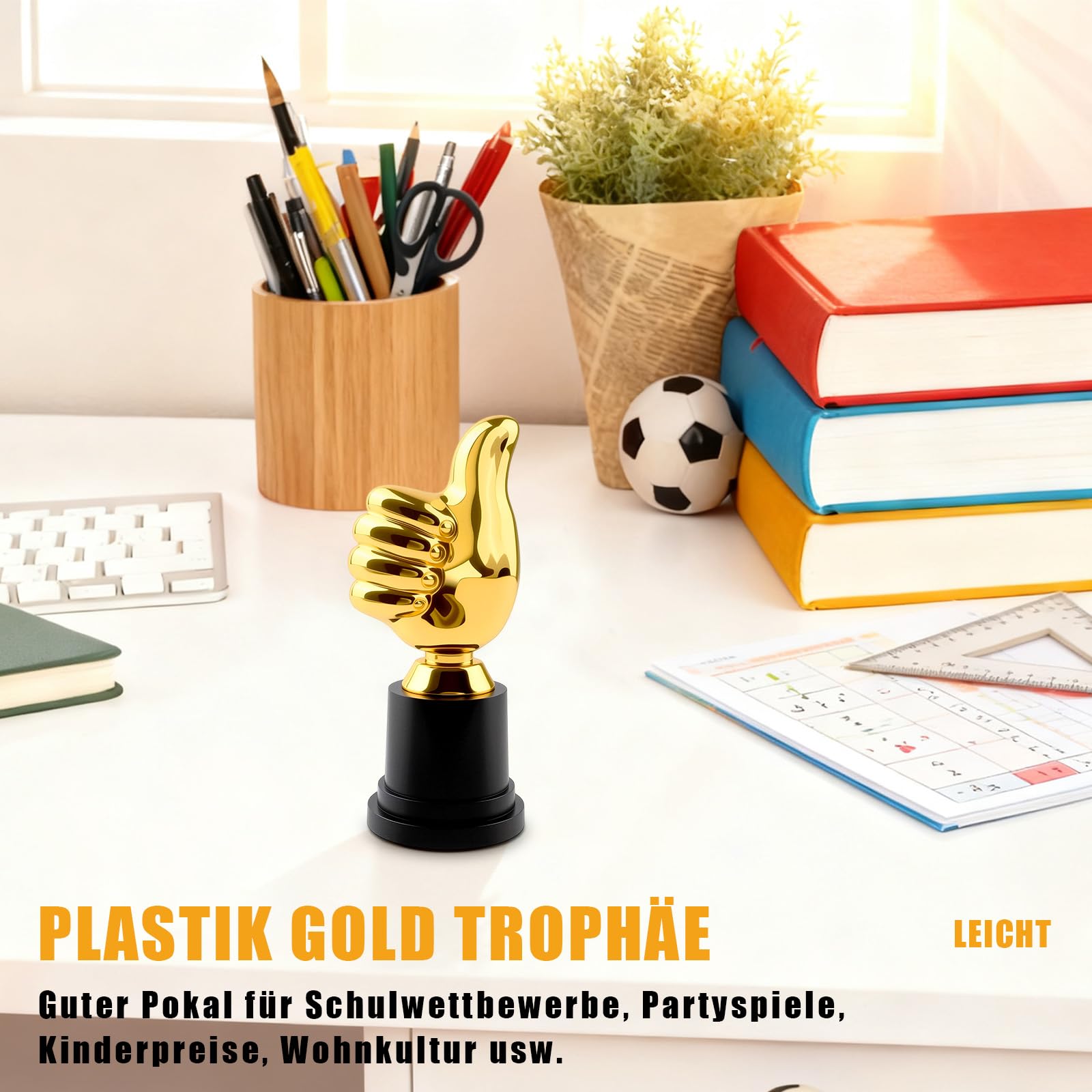 Copa dorada con pulgar alto, 1 trofeo de pulgar/1ª copa con pulgar de cristal para torneos deportivos, competiciones de talentos, regalos de fiesta, juegos, aulas, competiciones de fútbol