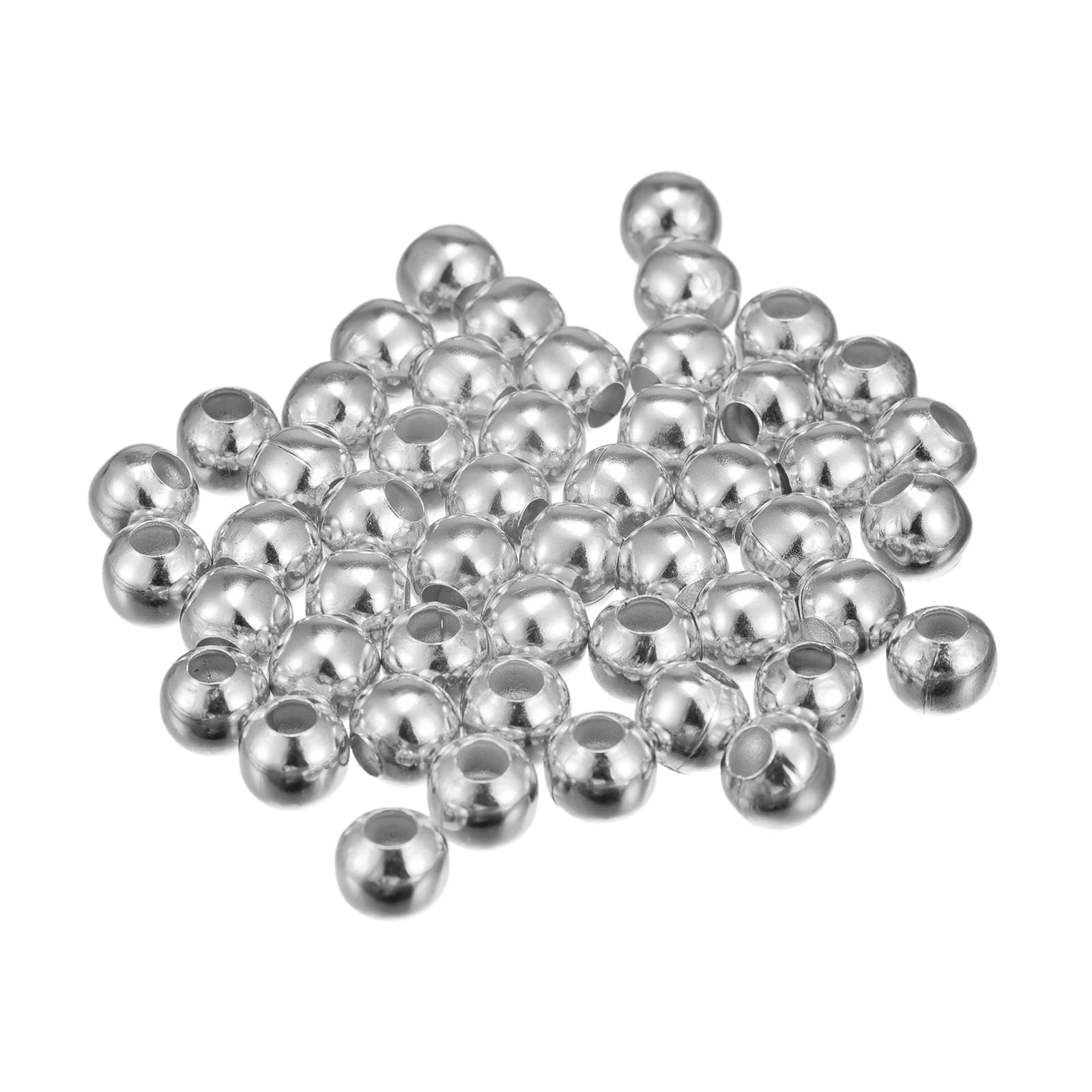 sourcing map 200Pcs Smooth Round Spacer Beads, 8mm Spacer Loose Ball Beads Tiny Spacers for Jewelry Making Bracelet DIY, Grey White