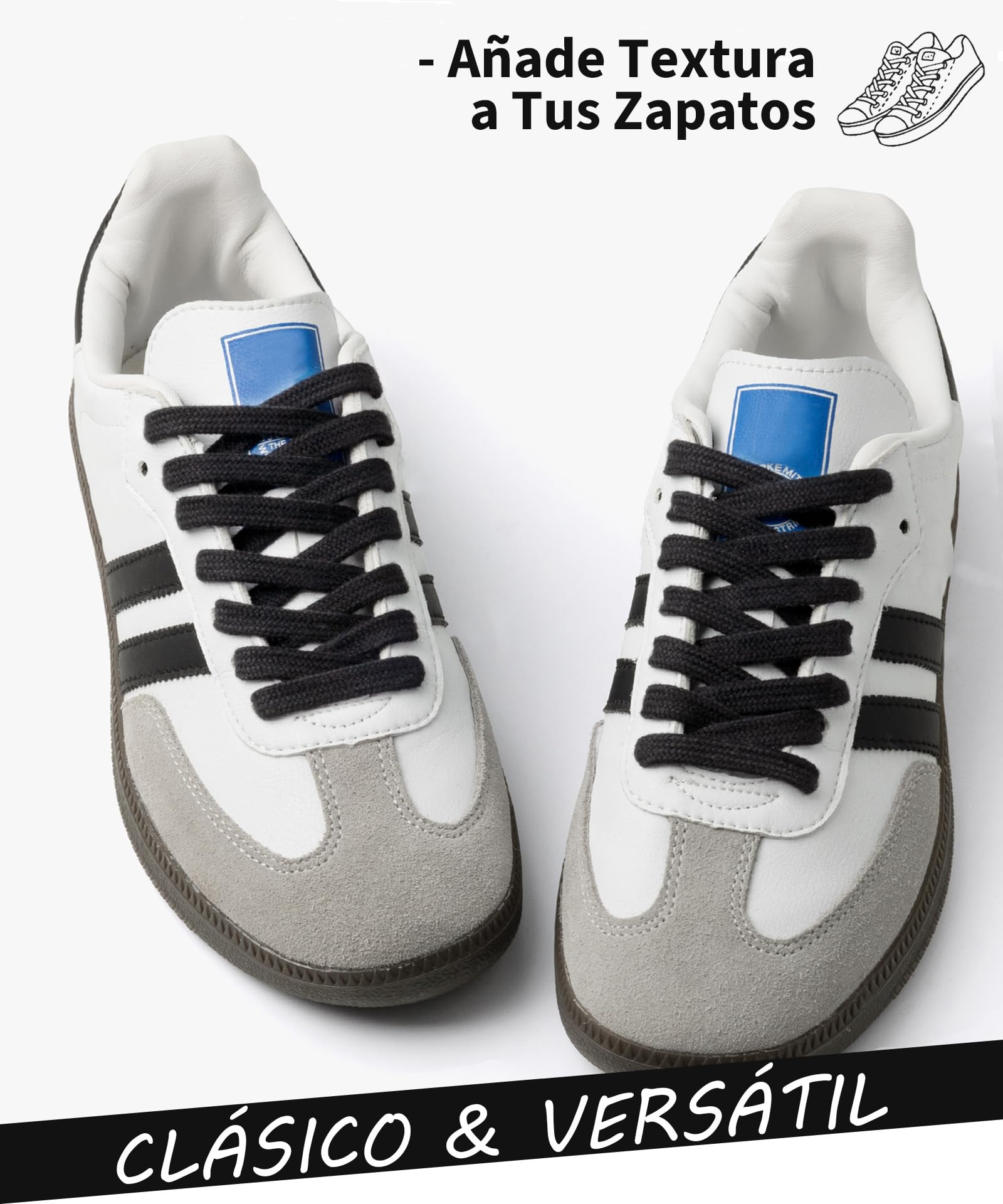 Stepace 2 Pares Cordones Planos de 100% algodón 8 mm de Ancho Cordones para Zapatillas y Zapatos Deportivas — view 4