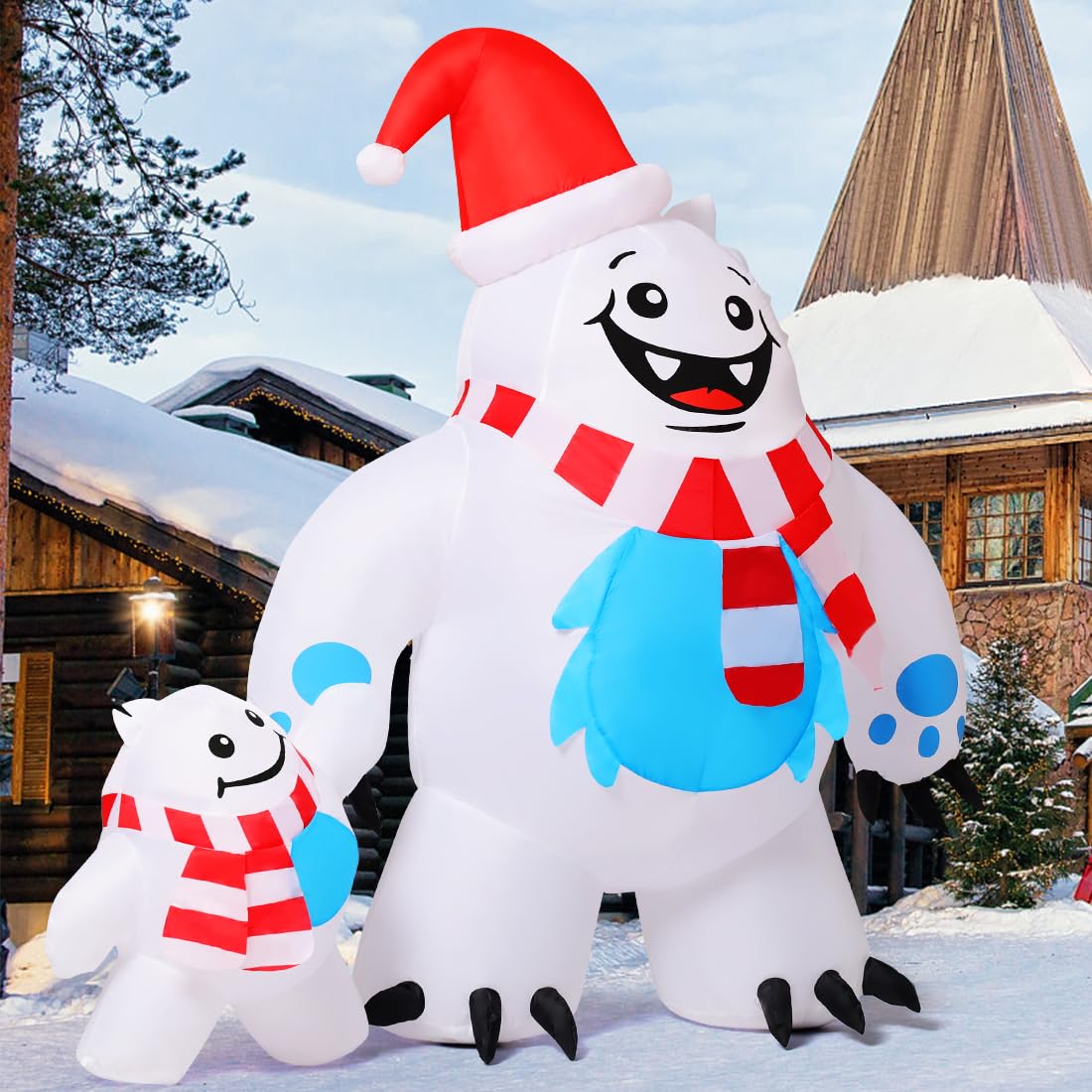 COMIN Bonhomme de neige gonflable de Noël avec une boîte, décoration de cour gonflable avec lumières LED intégrées pour les vacances, les fêtes, Noël, la cour, le jardin