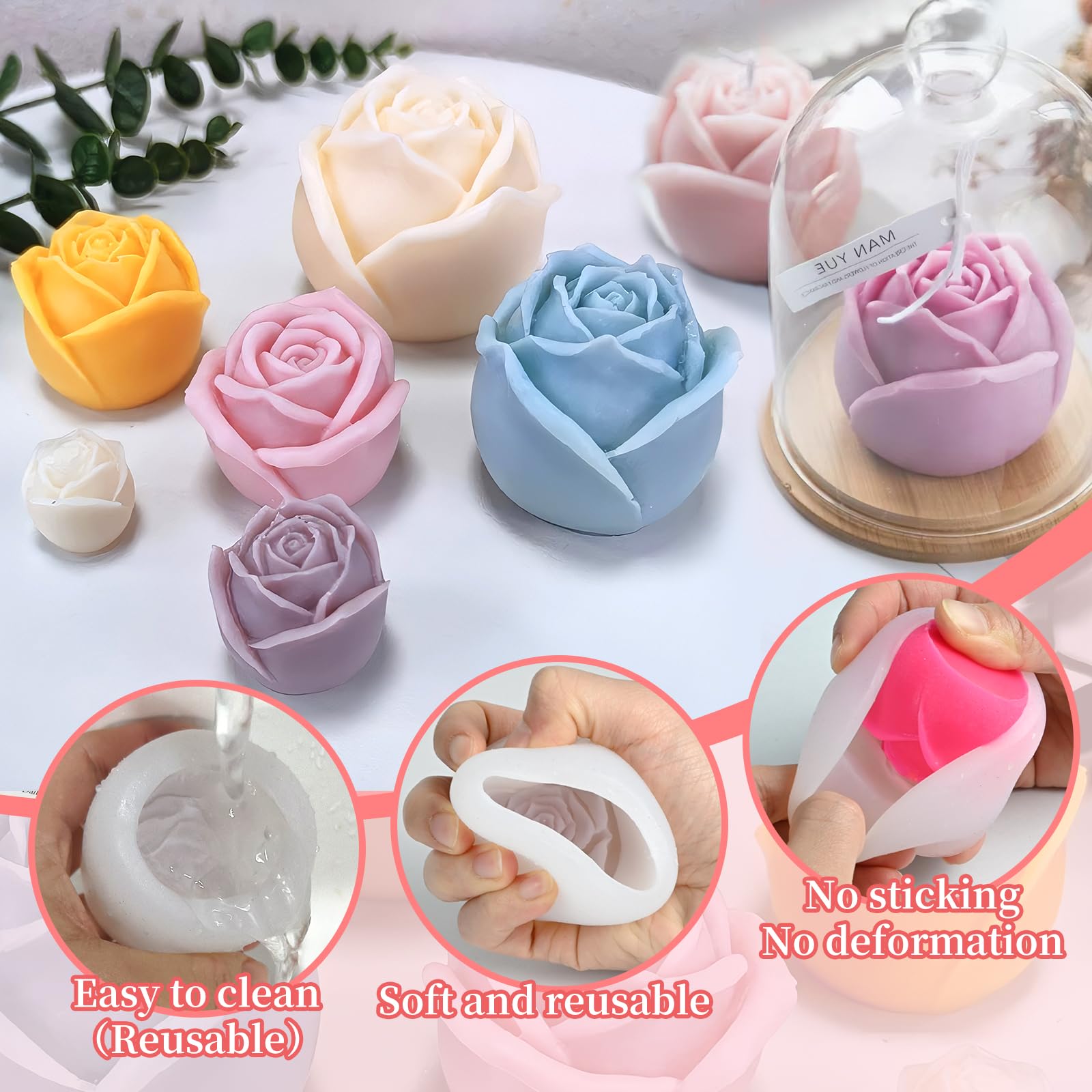 Moule Silicone Bouquet Tulipes XIAOSHUI - Pour Bougies Résine, Savon, Artisanat - Résistant à La Chaleur - 7.5x10.8cm