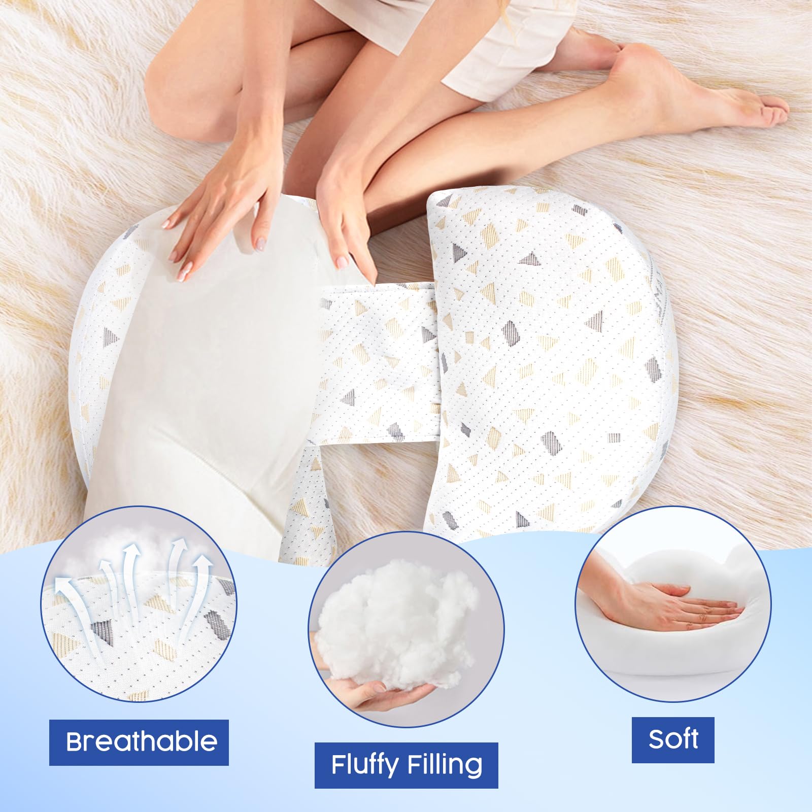 Almohada de embarazo para mujeres embarazadas, almohada suave para embarazo, color blanco 06