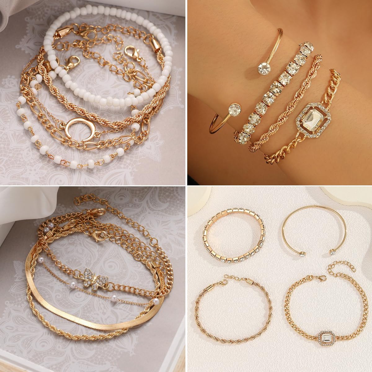 139pcs Gold Jewelry Set Costume Jewelry With 11 PCS Necklace, 16 PCS Bracelet, 90 PCS Stud Hoop Earring 22 Pcs Rings for Women Friendship Gift Set - Image 6