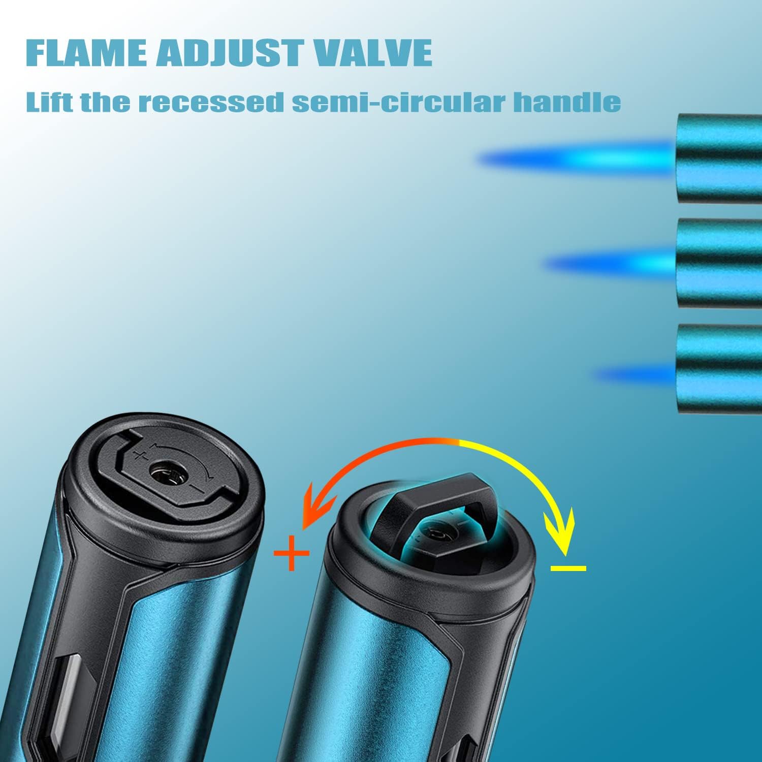 Haillai 2 Pack Butane Lighter, 6.0 inch Torch Lighter with Visible Gas Window, Refillable Pen Lighter Jet Flame for Grill Candle Kitchen Fireplace Camping BBQ, Black & Blue(Sold Without Gas)