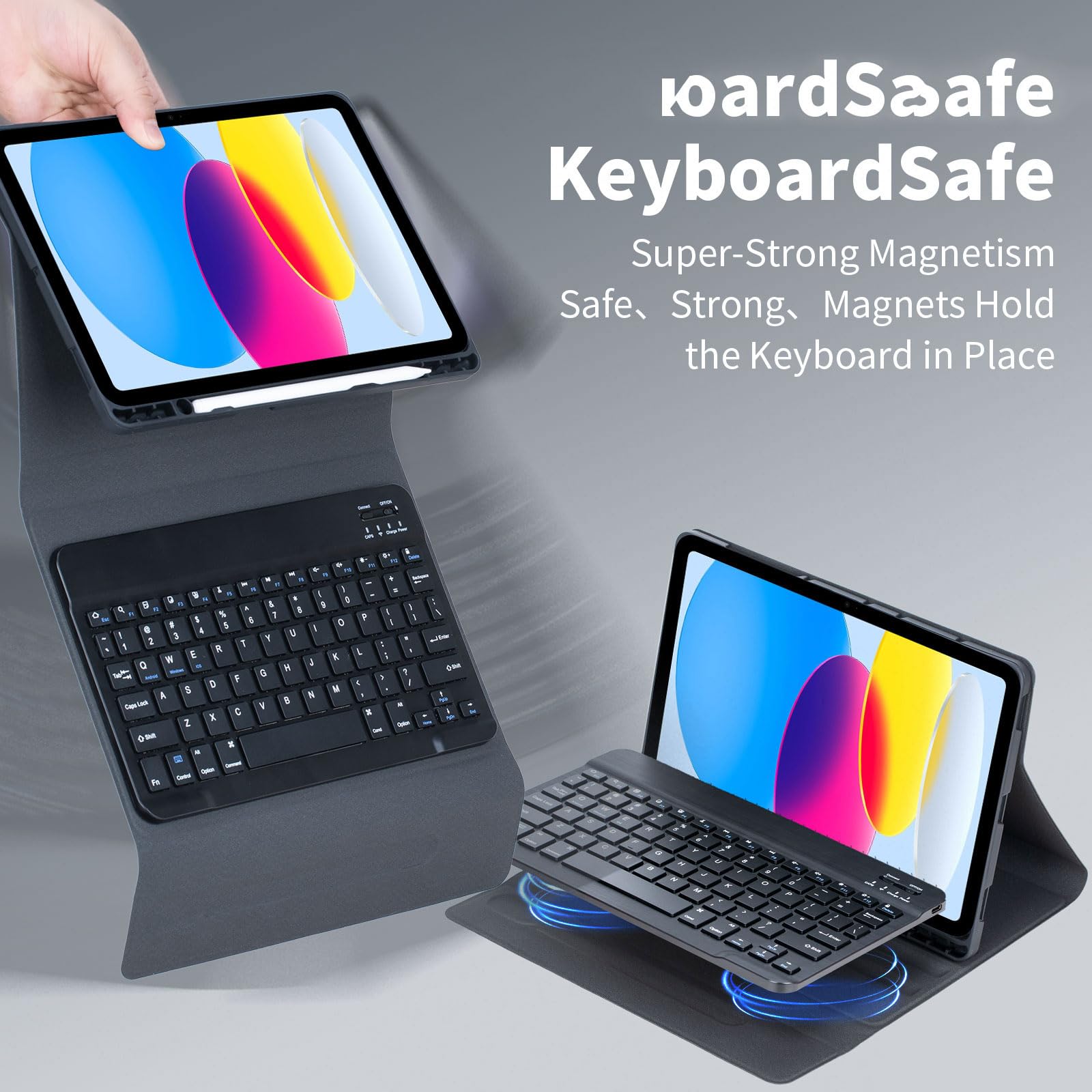 Funda con Teclado para iPad (A16) 11ª Generación 2025 11 Pulgadas/iPad 10ª Generación 2022 10,9 Pulgadas, con Ratón, Español Ñ Teclado Desmontable Bluetooth con Portalápices,Negro