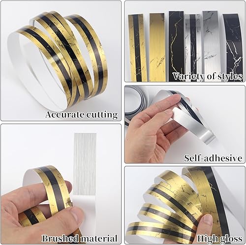 Miniatura 8 de Adhesivos decorativos de alambre plateado para azulejos de mármol, adhesivo de pared para piso, línea de aluminio, adhesivo impermeable para cocina,