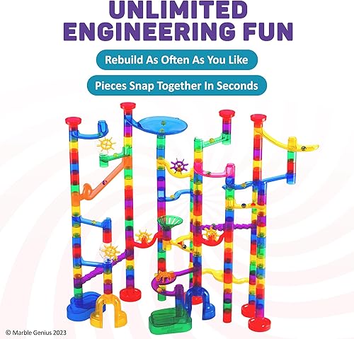 Miniatura 4 de Marble Genius Paquete juego de refuerzo de carrera de mármol (20 piezas), tubos, esferas y tubos accesorio, elevación automática de cadena, crea