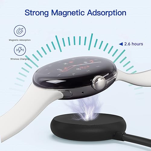 Miniatura 5 de Compatible con el cable cargador de Google Pixel Watch (negro)