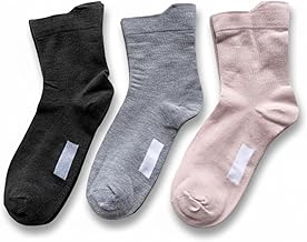 G02 Women's Nursing Socks, Can Be Worn With One Hand, Write Your Name, Plain, Wide Opening Socks, Cotton Blend, Facilities, Hospitals, Set of 3 Pairs (Color Randomly), Black, Pink, Grey, Charcoal,