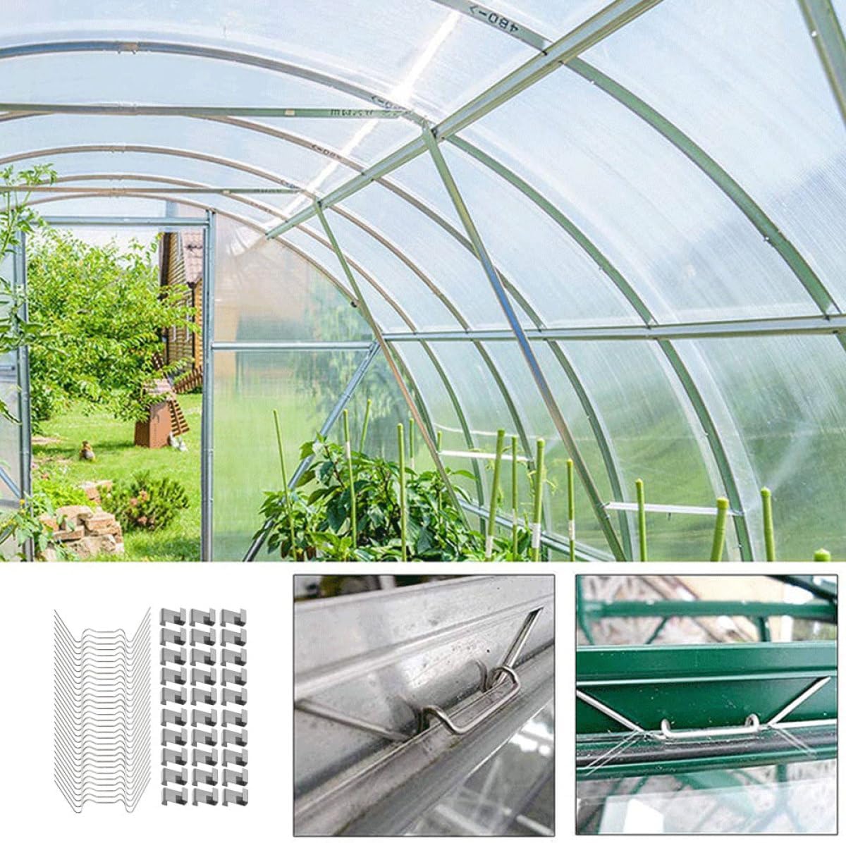Stainless Steel Greenhouse Glazing Clips 100pcs for Glass Pane