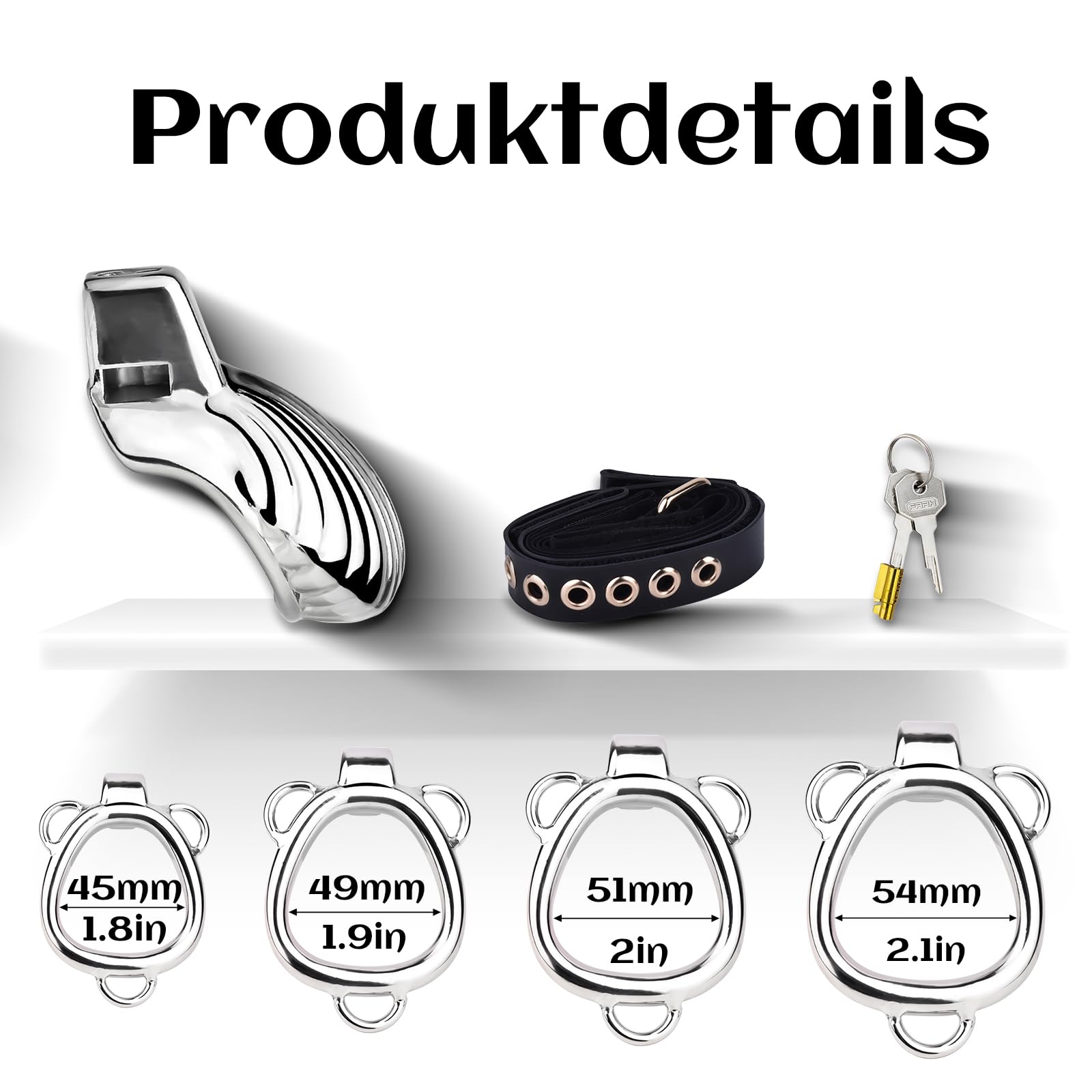 TUONID Keuschheitskäfig aus Metall für Männer Keuschheitskäfil Peniskäfig mit Lederriemen Penistrainer Edelstahl Extremer Keuschheitskäfig für Paare Sexspielzeug für Paare flat chastity cage Sex toys