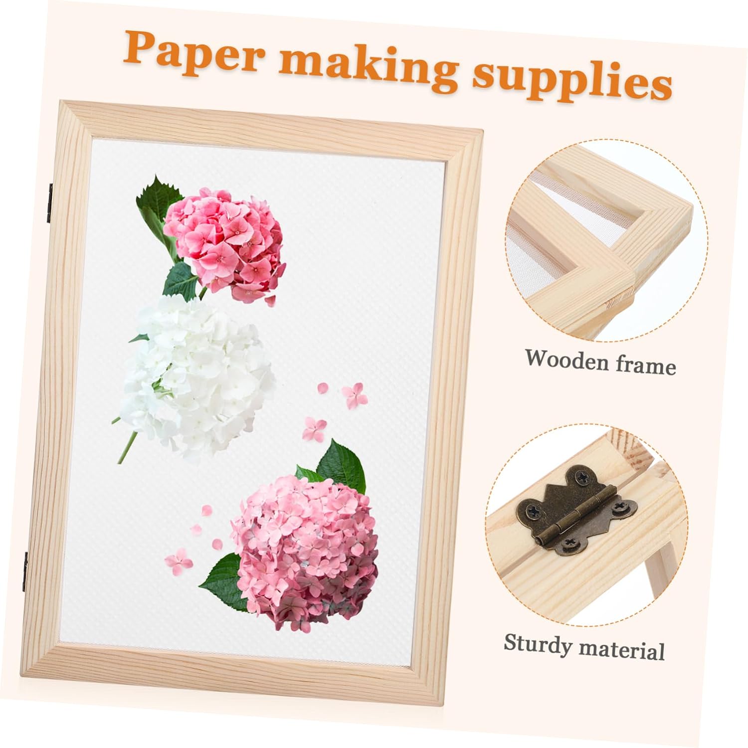 HOLIDYOYO Wooden Paper Making Kit 3 Frames 6 Mesh Screens and 6 Absorbent Sheets for DIY Crafting Suitable for Beginners and Paper Craft Projects