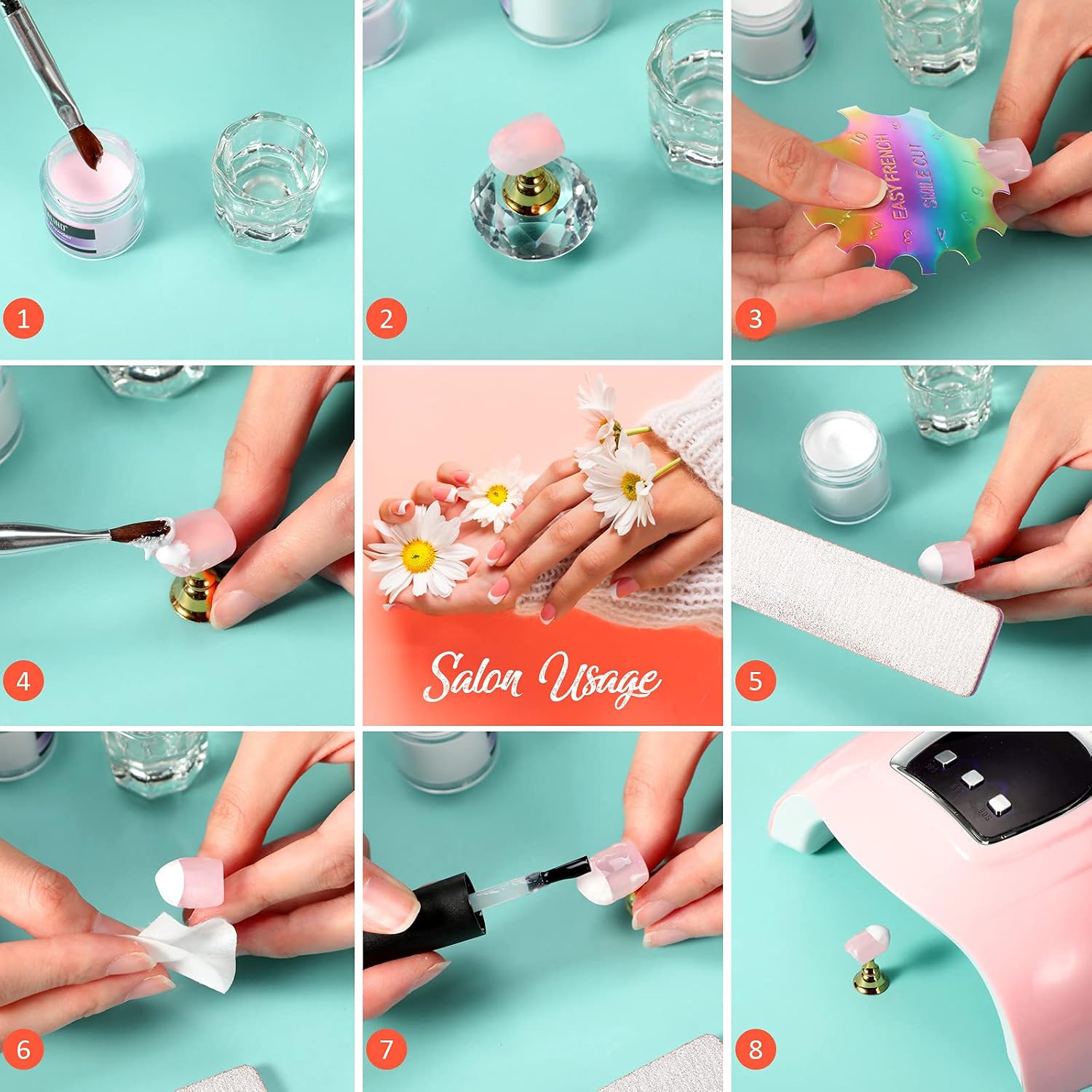 Maitys 3 Pieces French Nail Trimmer Smile Line Cutter Edge Trimmer Stainless Steel French Tip Cutters Manicure DIY Plate Module with Handles Tip Cutting Knife 5 Spare Blades for Nail(Rainbow Color)