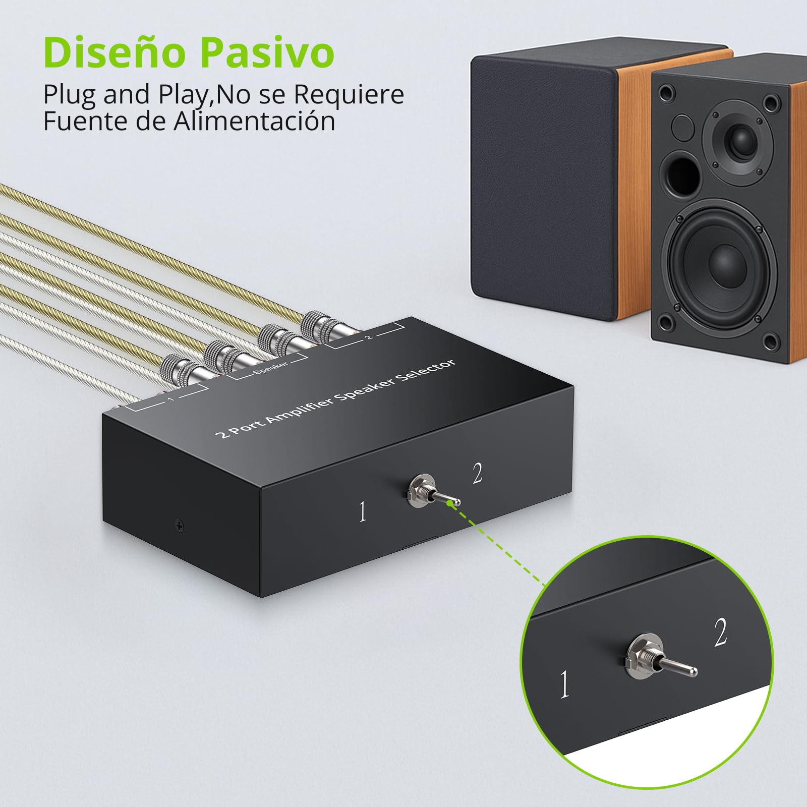 LiNKFOR Conmutador de Audio Bidireccional,Selector de Amplificador 2(1)-In-1(2)-out con 1/2 Switch Conector Banana Chapado en Oro Audio Switcher para Amplificador y Altavoces Pasivos