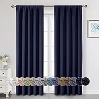 Vista 62 de Cortinas opacas para dormitorio, sala de estar, juego de 2 paneles de 54 pulgadas de largo, cortinas de oscurecimiento de habitación con aislamiento