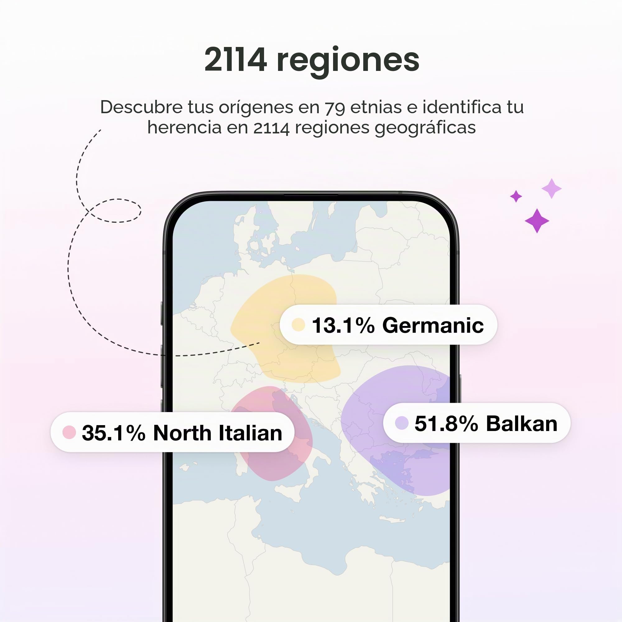 Prueba de ADN de MyHeritage: Pruebas Genéticas de Antepasados y Etnicidad que abarcan más de 2.114 Regiones Geográficas y Coincidencias de ADN con Familiares