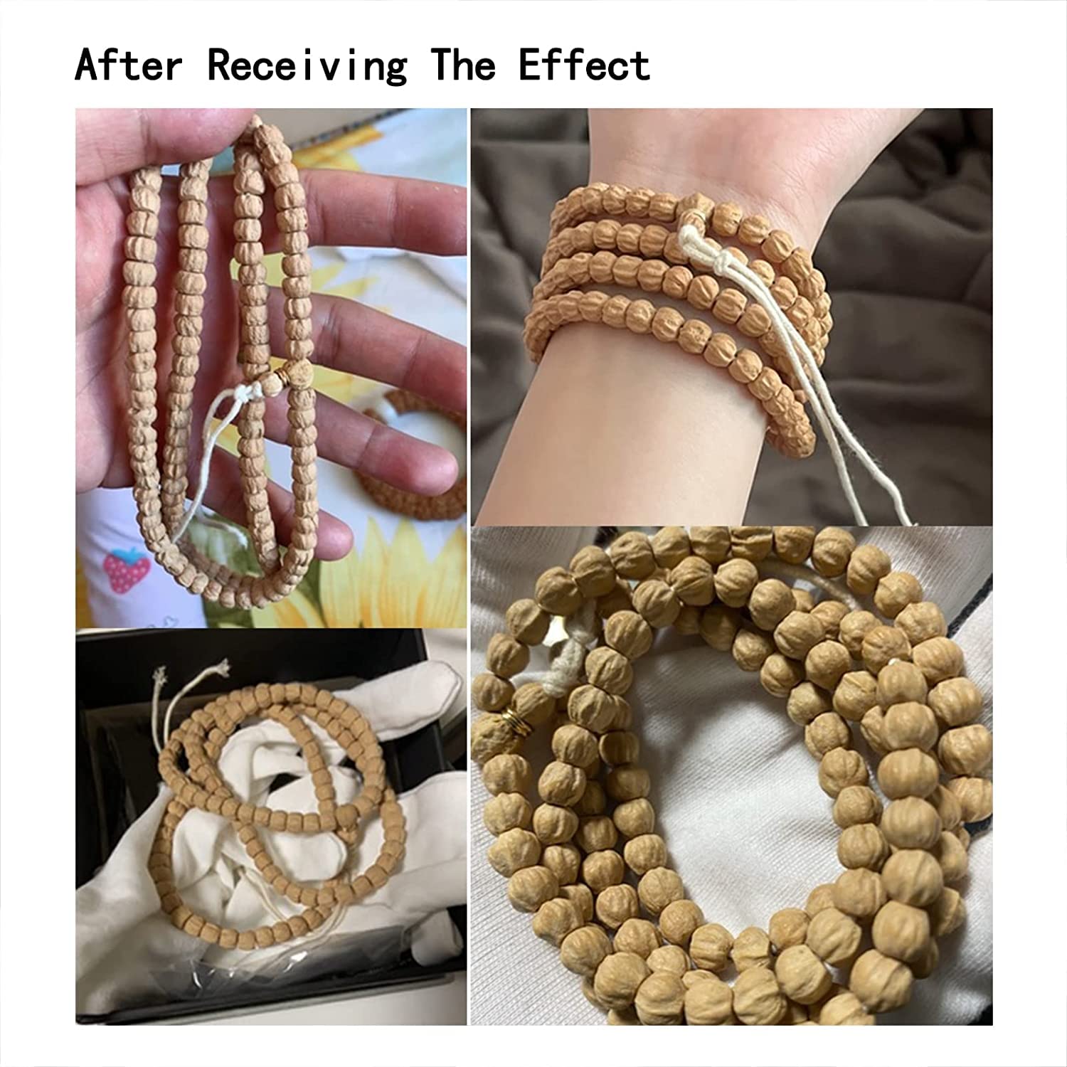 Thajaling 108 Perle in legno naturale Bracciale/Collana Rosario catena Perle multicolore Buddista tibetano Buddha Mala Bracciale nodo cinese per uomo Donna