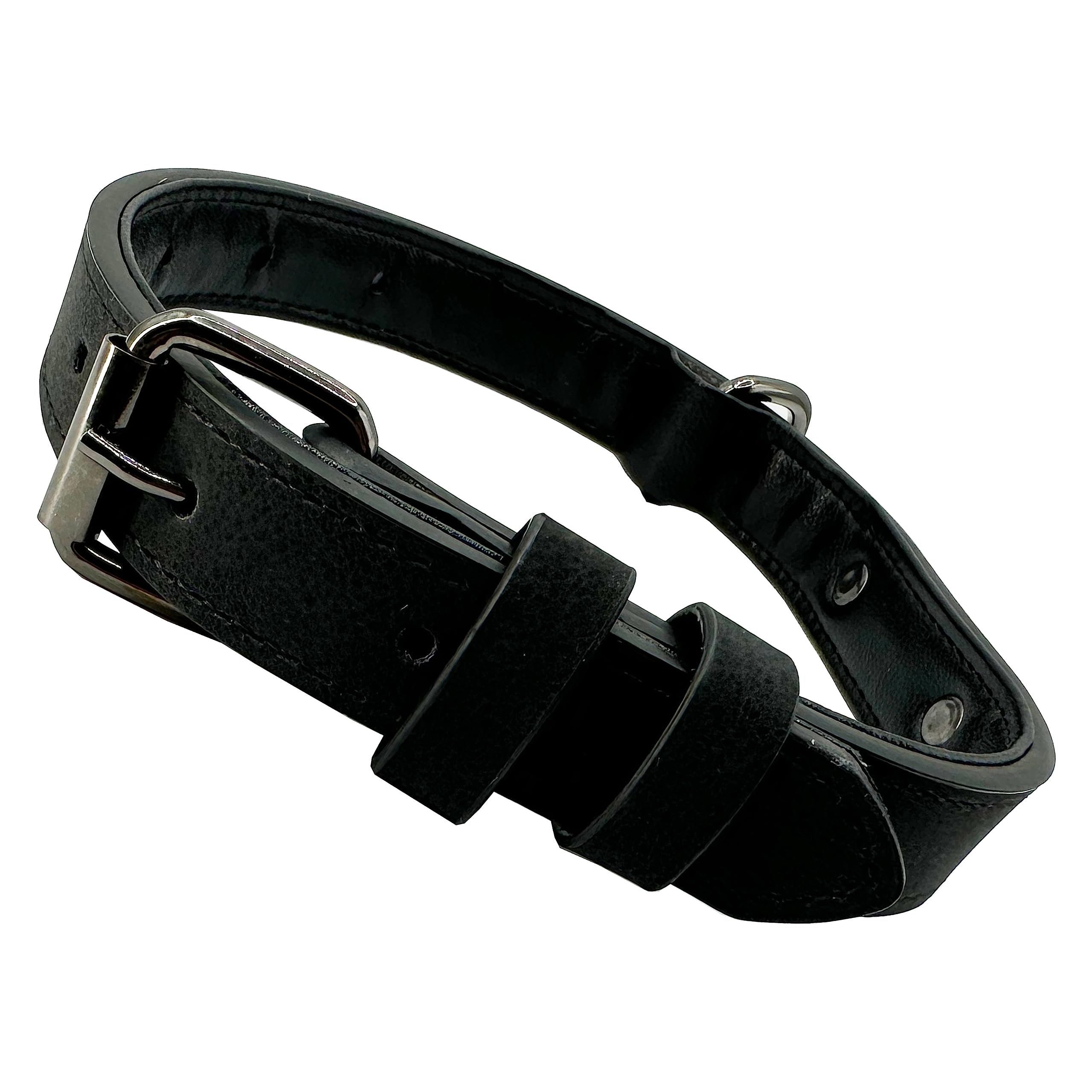 Collar Perro, Collar de Perro de Cuero en Piel Ajustables Resistentes para Perros Pequeños, Medianos, Grandes (XS: 1,5 CM de Ancho para Cuello de 26 CM - 35 CM, Negro)