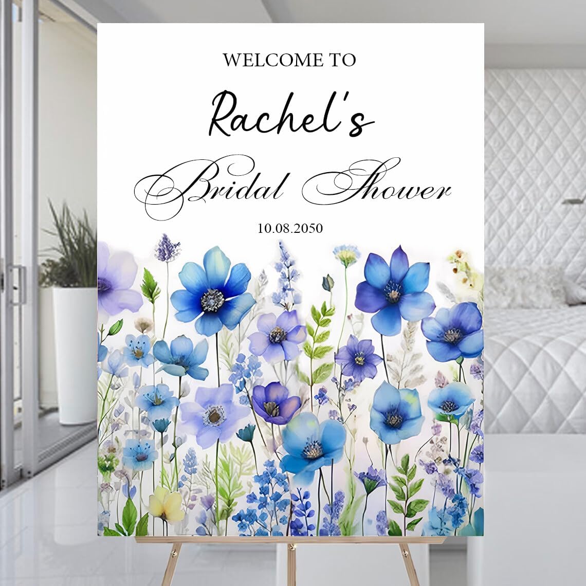 CLEOPATRAS Wildflower Bridal Shower Sign, Blue