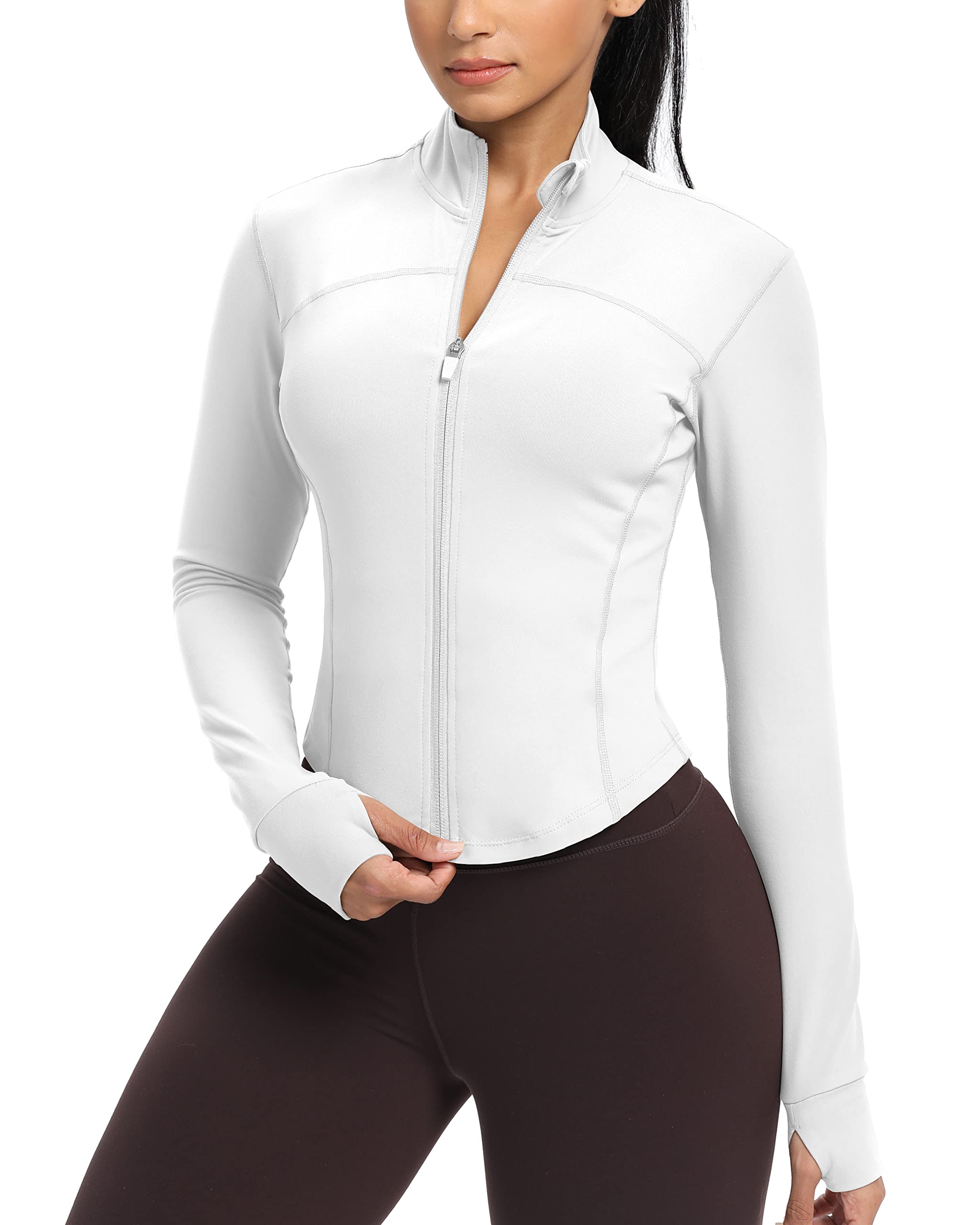 GYM RAINBOW Womens Zip Up Workout Jakcets Lightweight Slim Fit Running Athletic Jackets with Thumb Holes