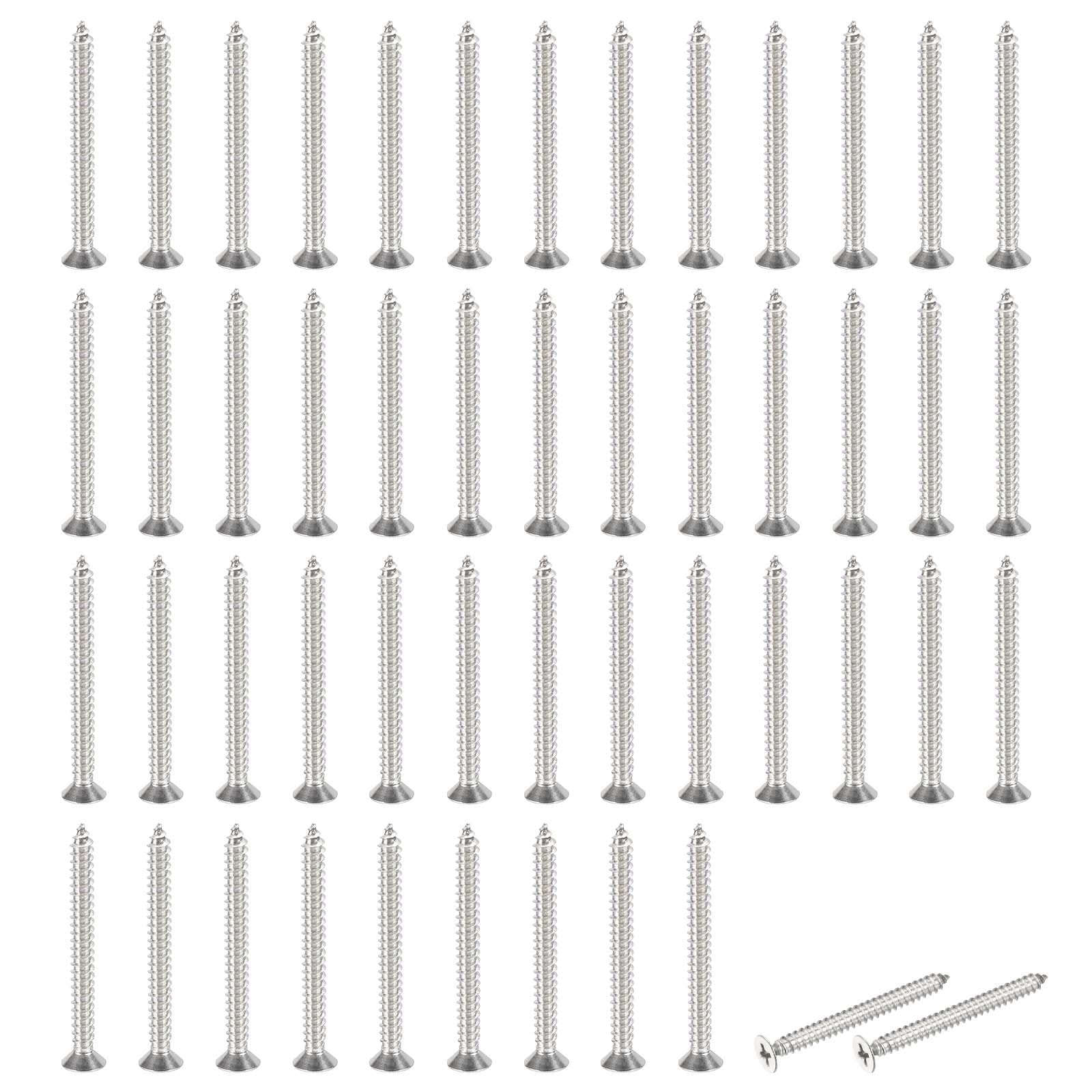 PATIKIL #10x2" Flat Head Sheet Metal Screws, 50 Pcs 304 Stainless Steel Phillips Drive Self Tapping Wood Screws for Metal Wood Drywall