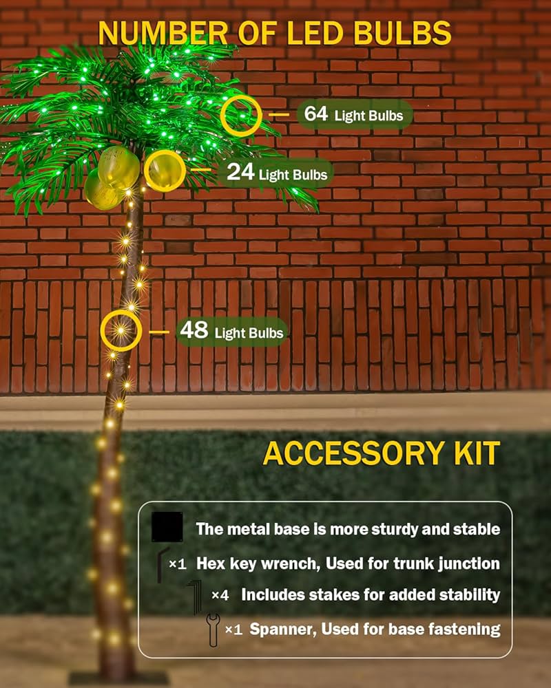Amazon.com: TYBEEU 5ft Lighted Palm Tree 136 LED Lights with