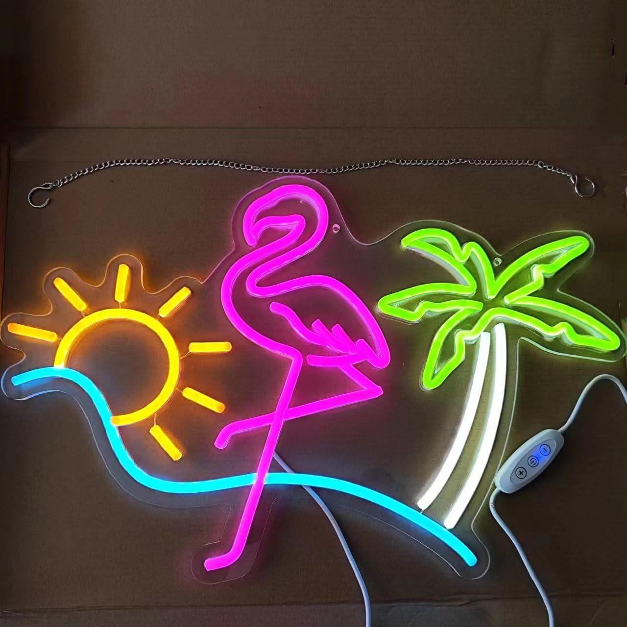 Enseignes Au Néon Flamant Rose Avec Base Led Néon Lumières Décoratives