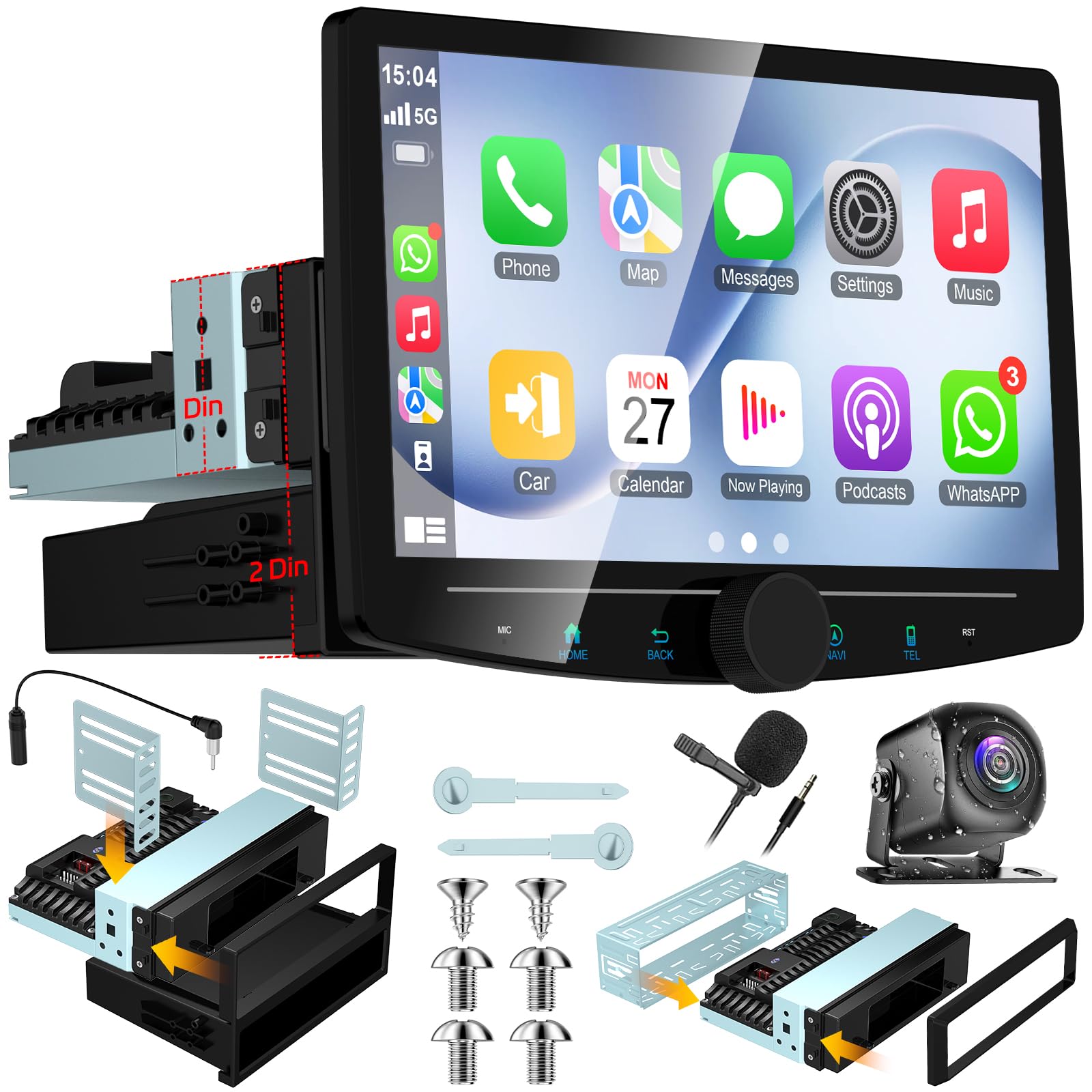 View 1 of ***LIKE NEW/OPEN BOX***
Electrosmart Single/Double DIN Car Stereo - 10" HD Touchscreen, Wireless