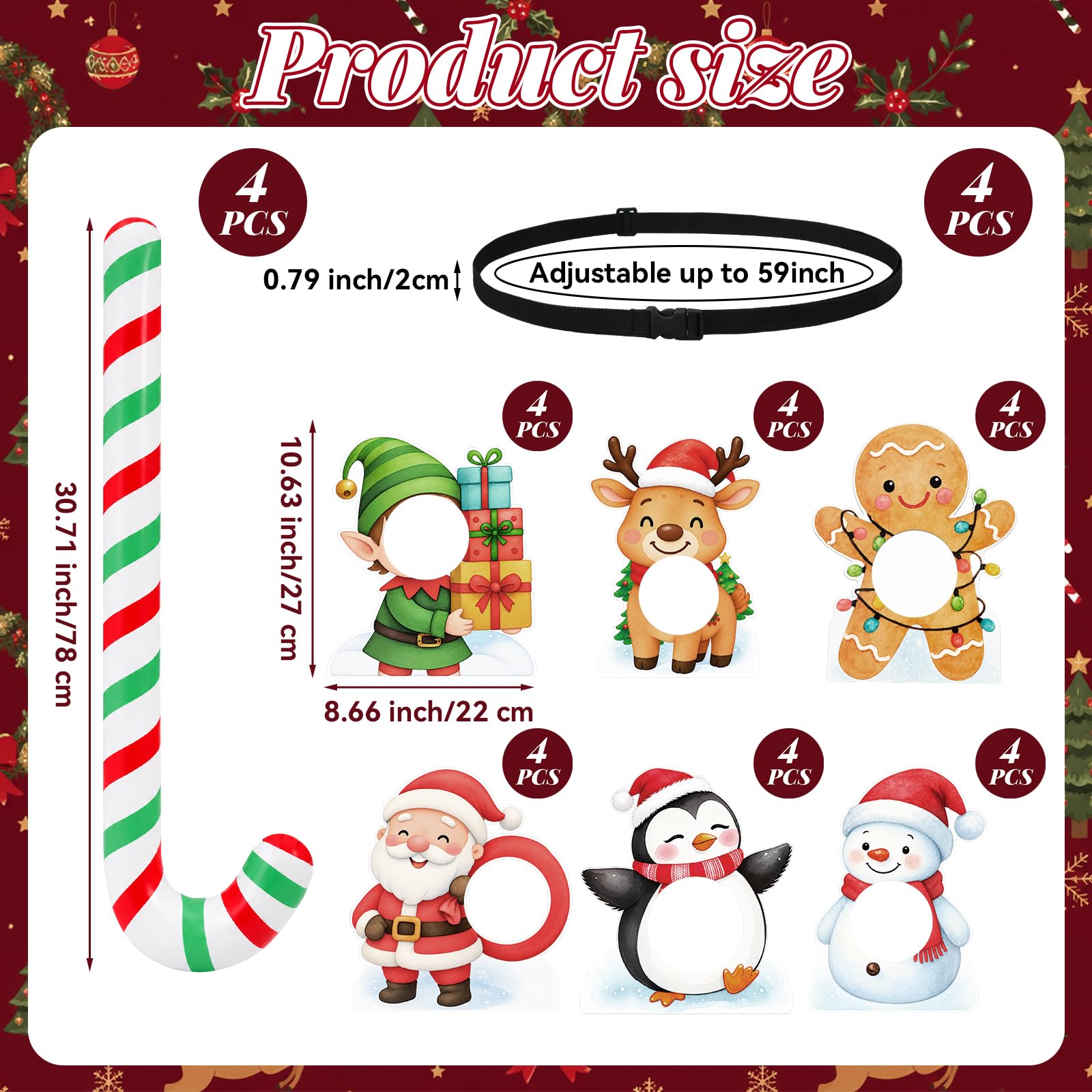 Vicenpal 32 pc/4 set Natale coda gioco giochi festa di Natale Adulti