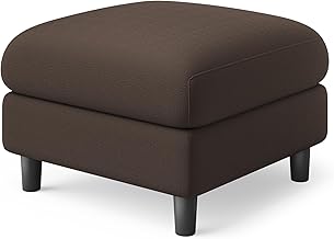 Teddy Storage Ottoman, 26.7" Large Living Room Ottoman, All-Wood Coffee Table Ottomans with Storage, Tool-Free Setup Ottomans for Living Room, Bench for Bedroom, Brown