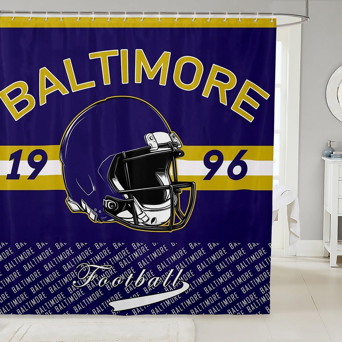 Feelyou Football Shower Curtain for Bathroom Decor Philadelphia Bath Curtain for Stalls Bathtubs Football City Bathroom Accessories Sports Games Waterproof Polyester Fabric with 12 Hooks 72"x78"
