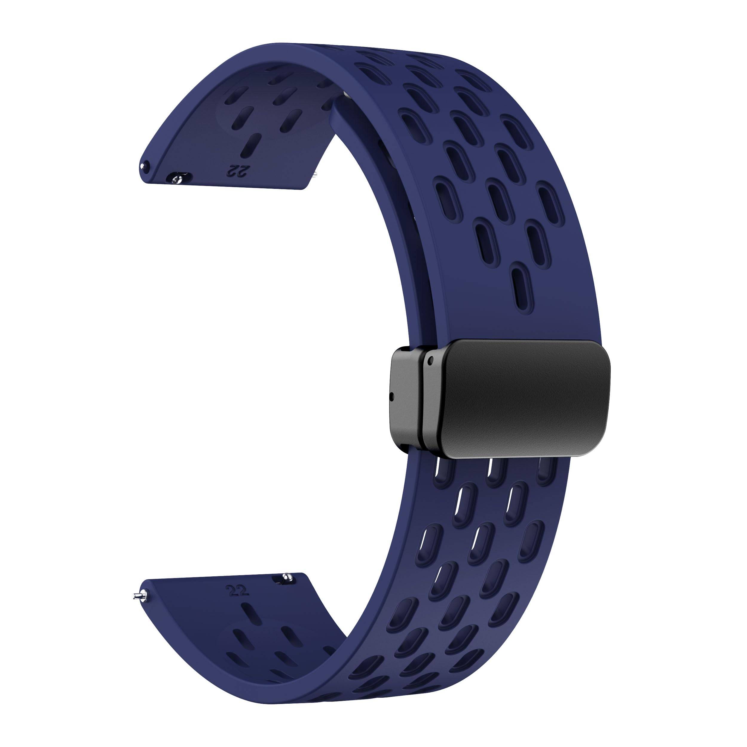 Bracelet de montre magnétique 18 mm, 19 mm, 20 mm, 22 mm, en silicone respirant, pour homme et femme