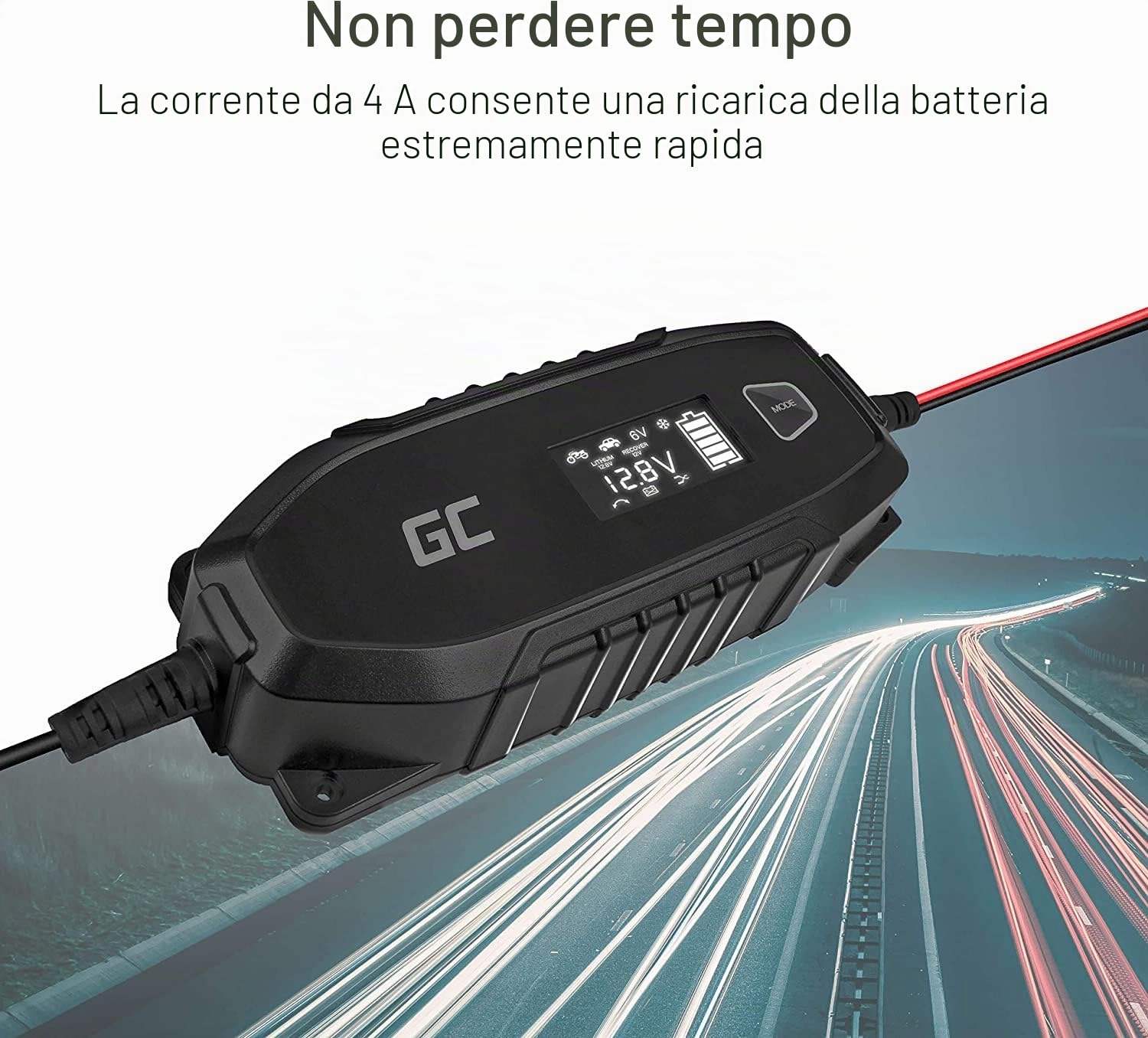 Green Cell® Caricabatterie Intelligente 6V/12V 4A (SLA, AGM, Gel, EFB, Wet, LiFePO4) completamente automatico con modalità di ricondizionamento del test della batteria per auto moto camion Camper