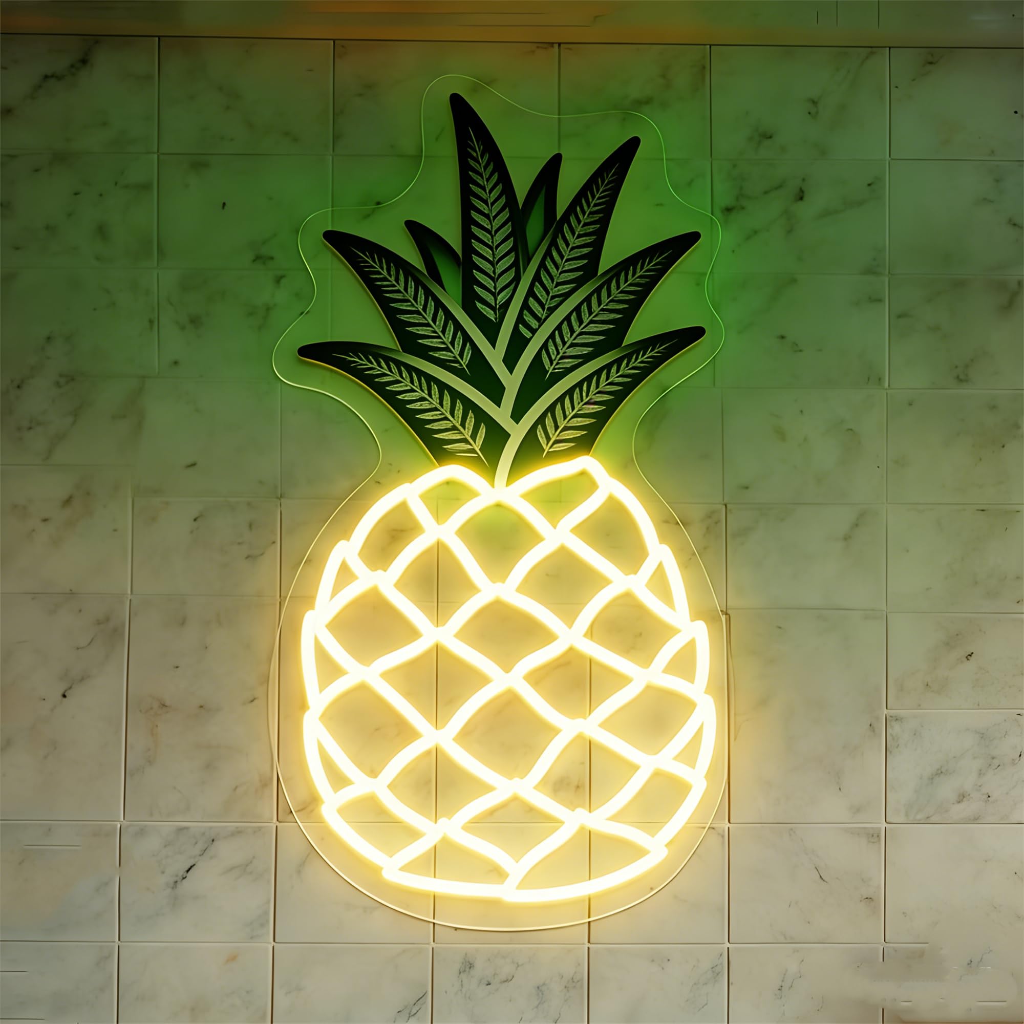 HFHungkeong Pineapple LED Sign,Cute Pineapple Neon Sign Decorations,Fruit Light up Signs Hanging Wall Art Lamp for kitchen Bar Club Party Fruit Shop Restaurant Bedroom,5V USB Powered,Dimmable Design