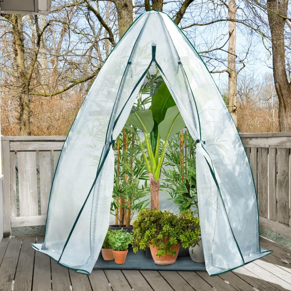 TERRE JARDIN Serre dôme Quatre Saisons, Acier et Polyéthylène Transparent - Ø 160 x H. 180 - Transparent