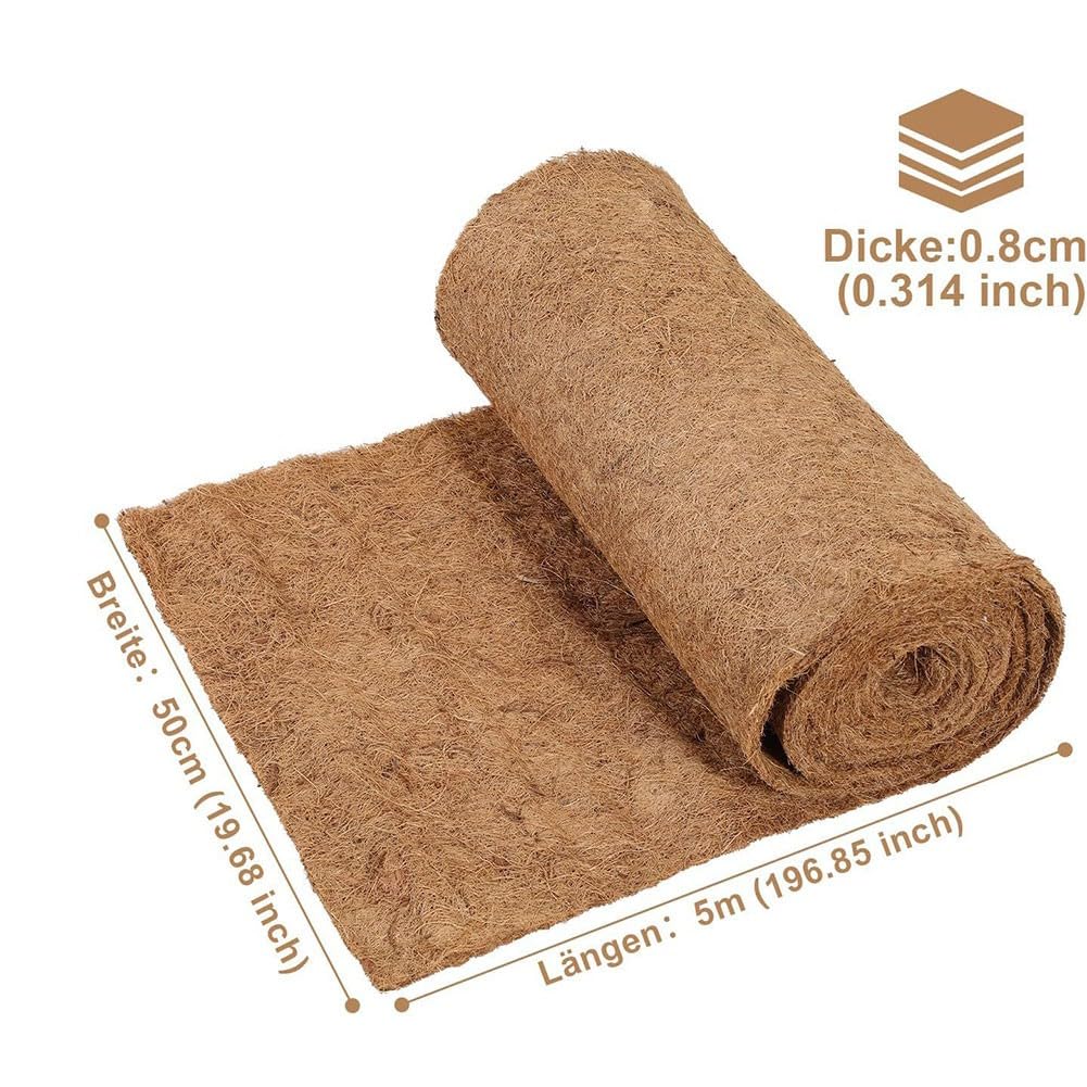 Bio-Kokosfaser-Mulchrolle, rutschfeste Schneedecke, warm für Isoliermatte, Outdoor-Pflanzenpflege, Bodenerosionskontrolle, 50 x 200 cm, 500 cm